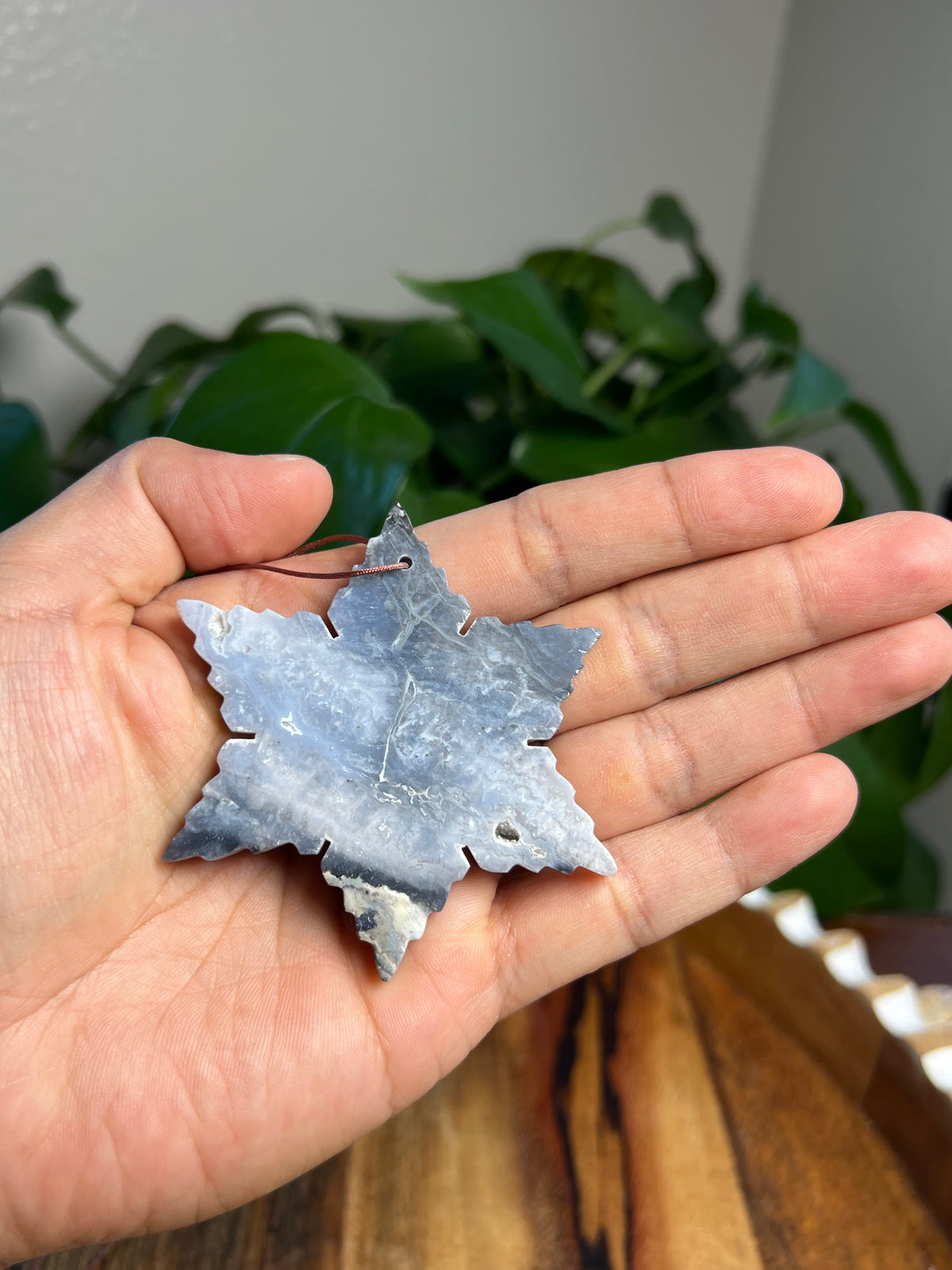 Blue Plume Agate Snowflake Ornaments