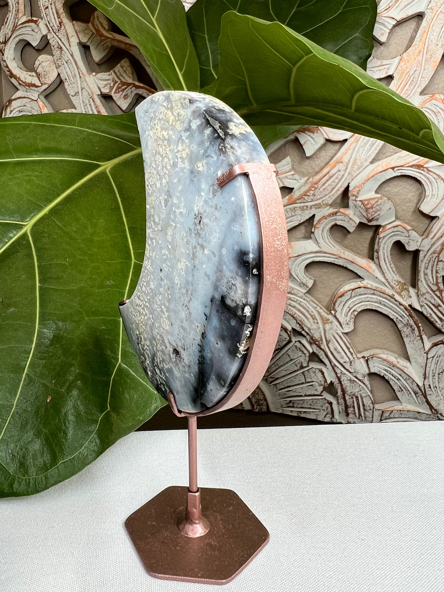 Blue plume agate moon