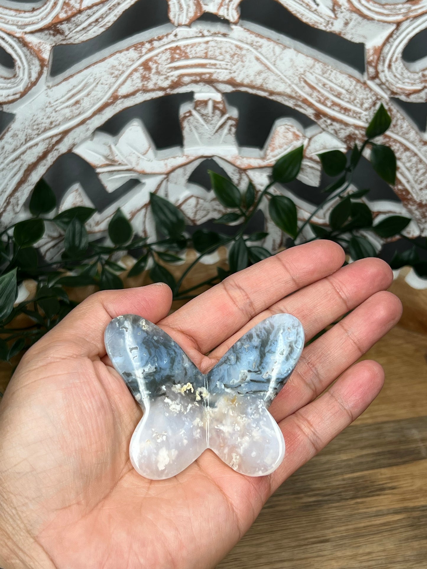 Rainbow Plume Agate 3D Butterfly