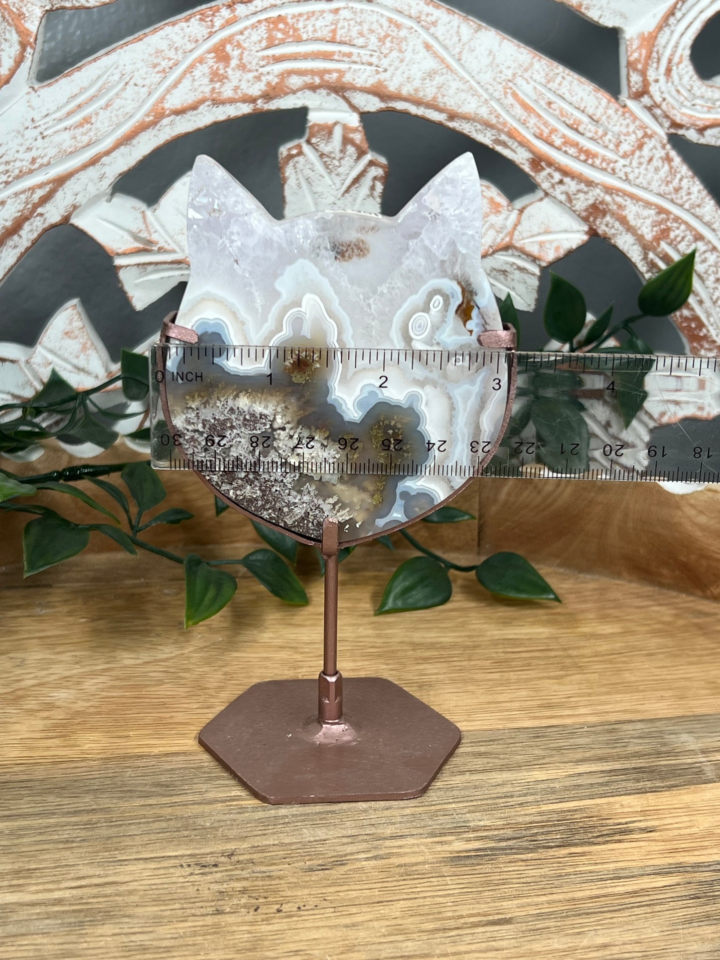 Scenic Moss Agate Cat Head