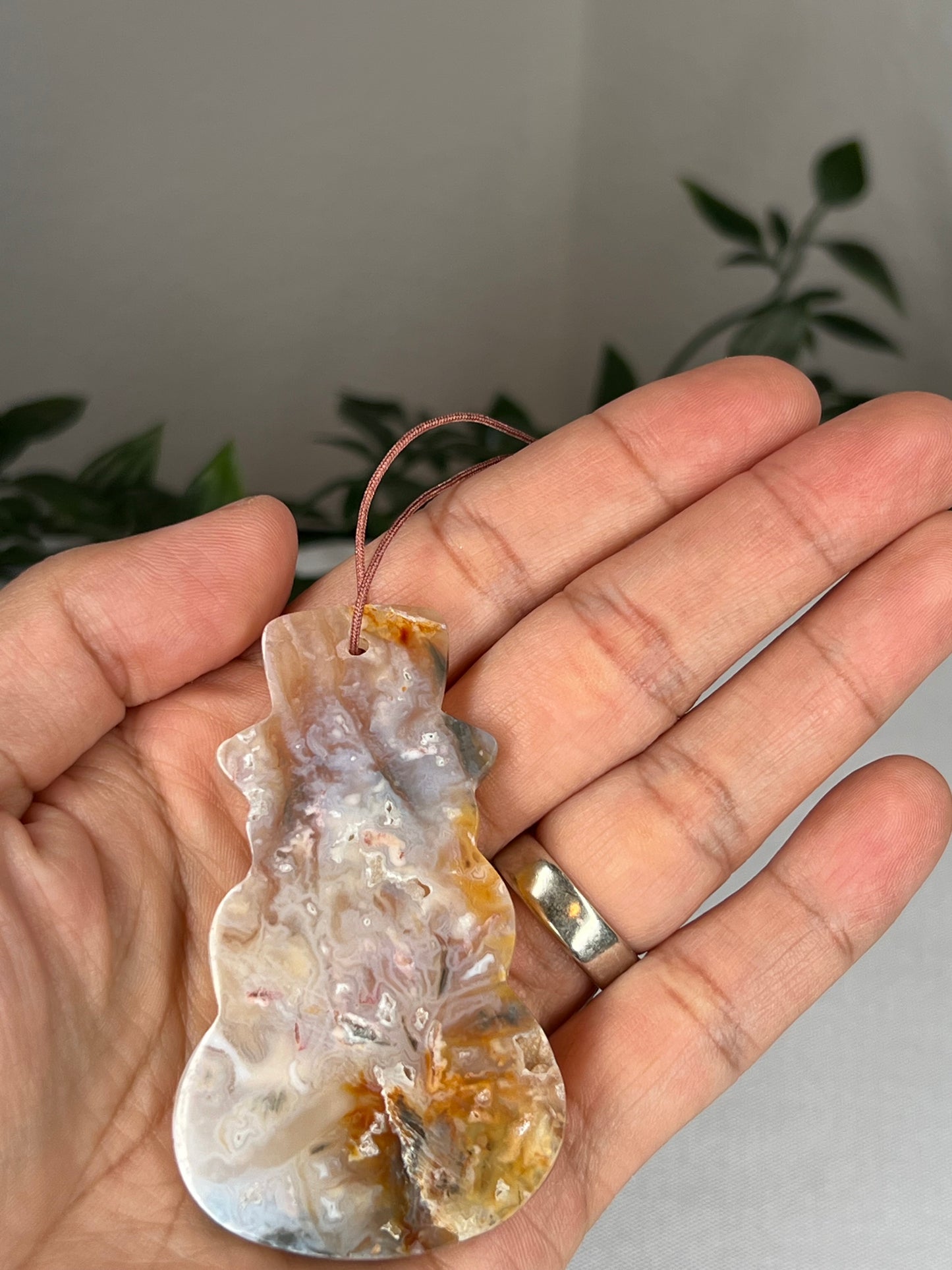 Rainbow Plume Agate Snowman Ornament