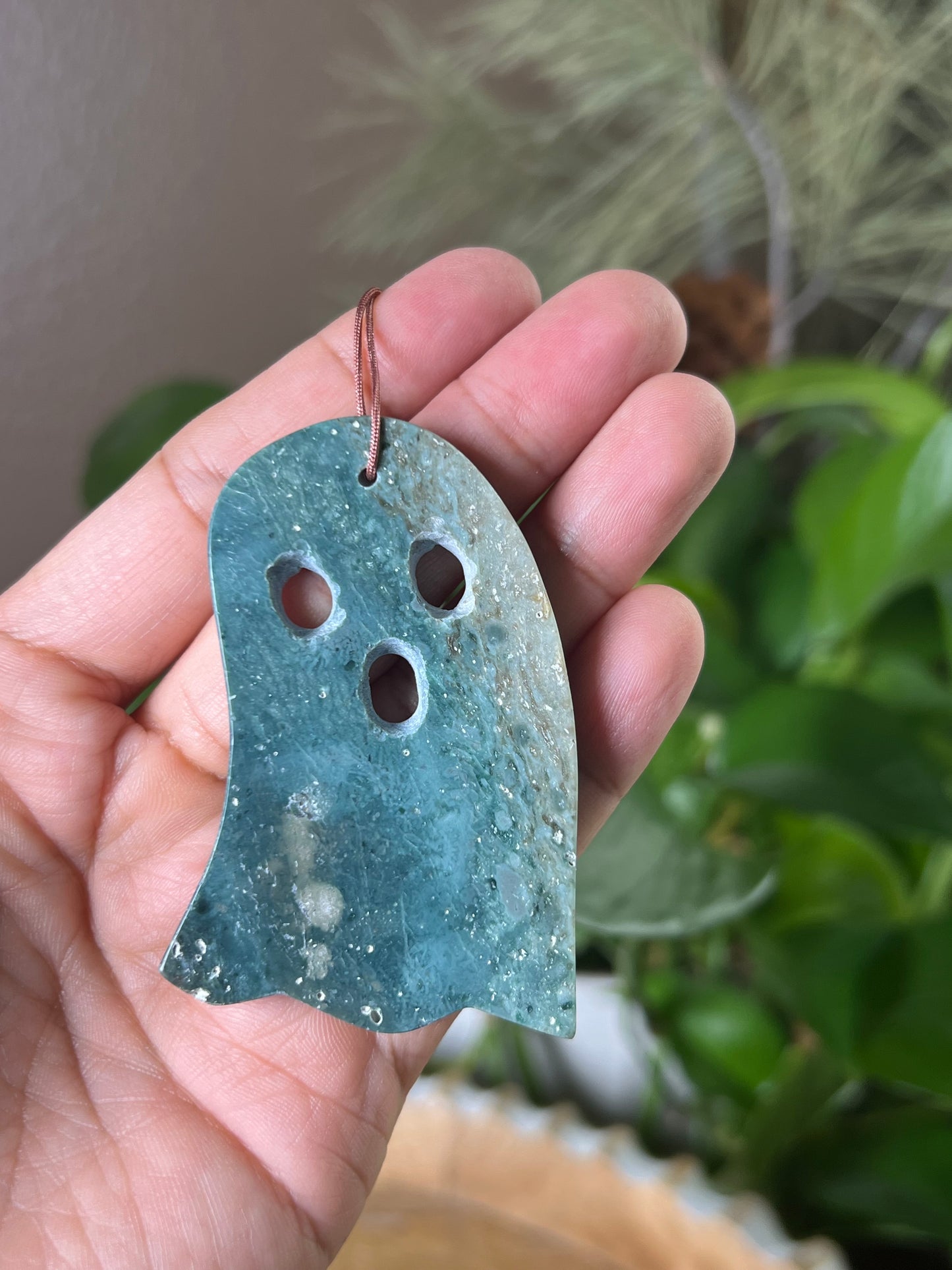 Blue Green Jasper Ghost Ornament