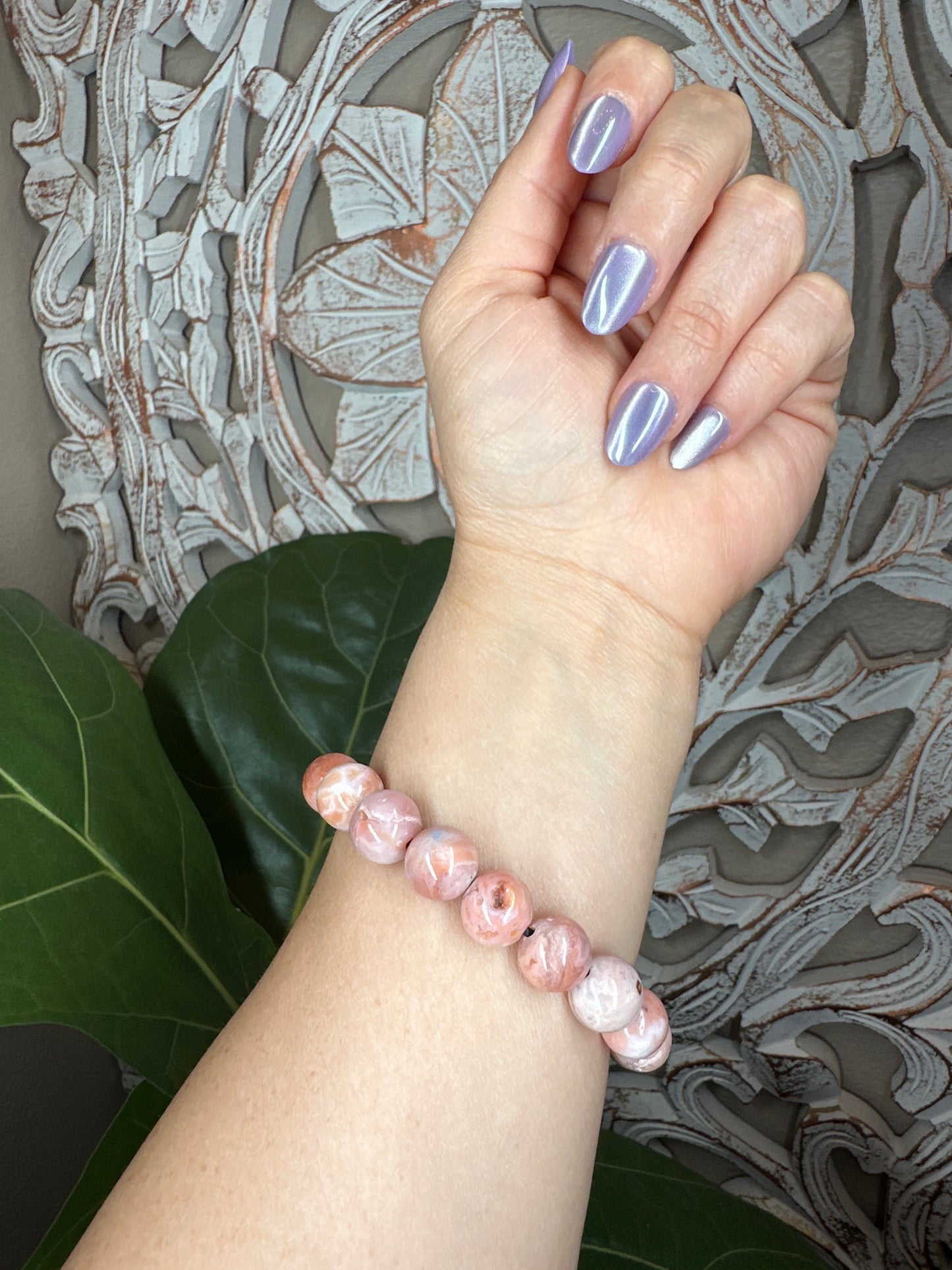 Pink Carnelian Beaded Bracelet (12mm)