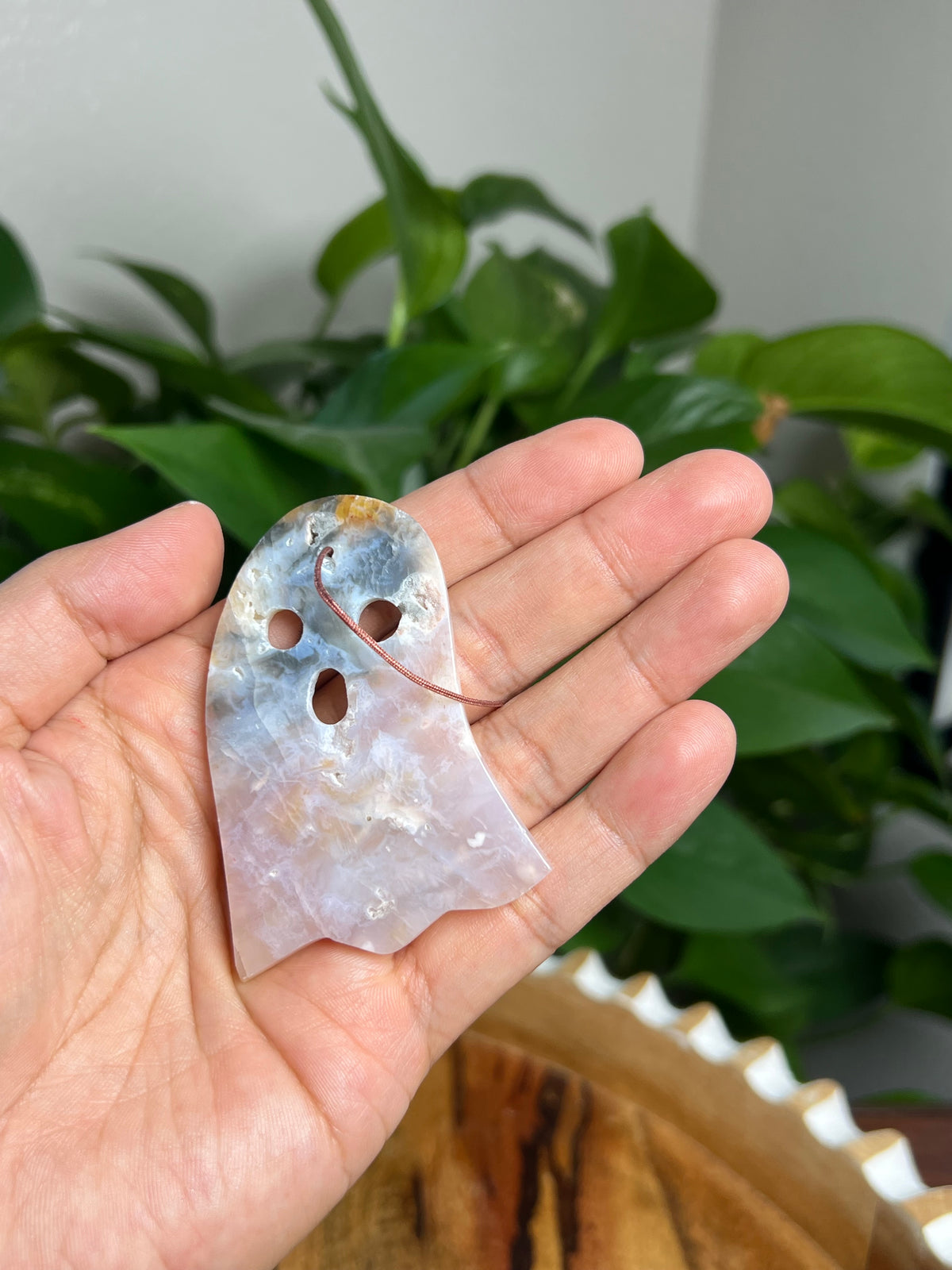 Rainbow Plume Agate Ornament Ghost: Ki
