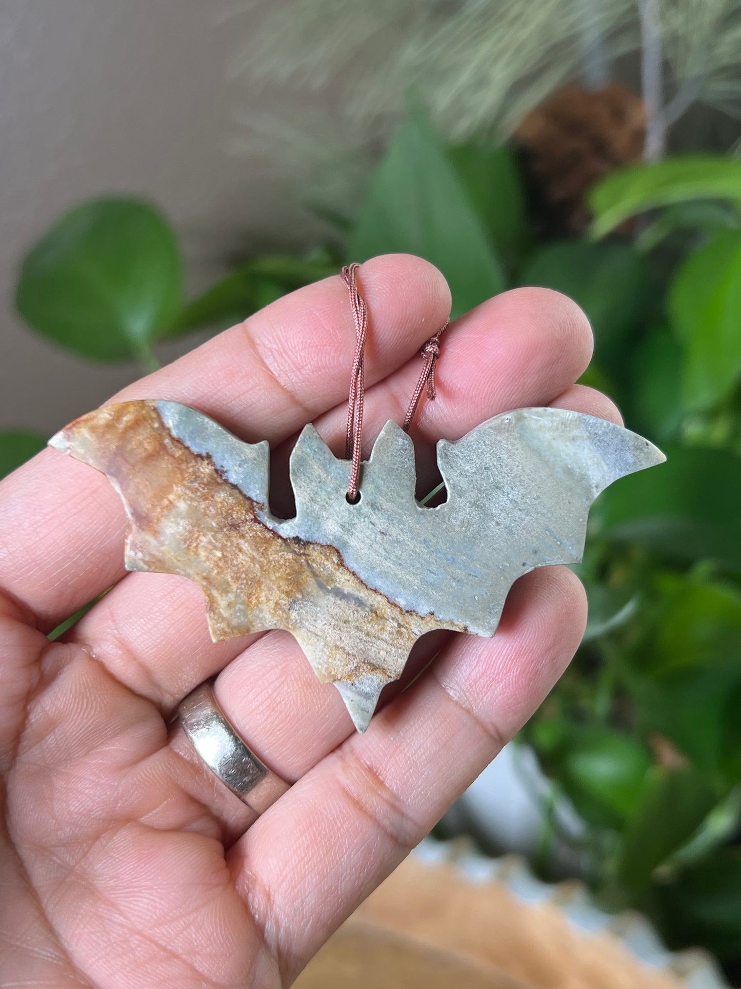 Blue Green Jasper Bat Ornament