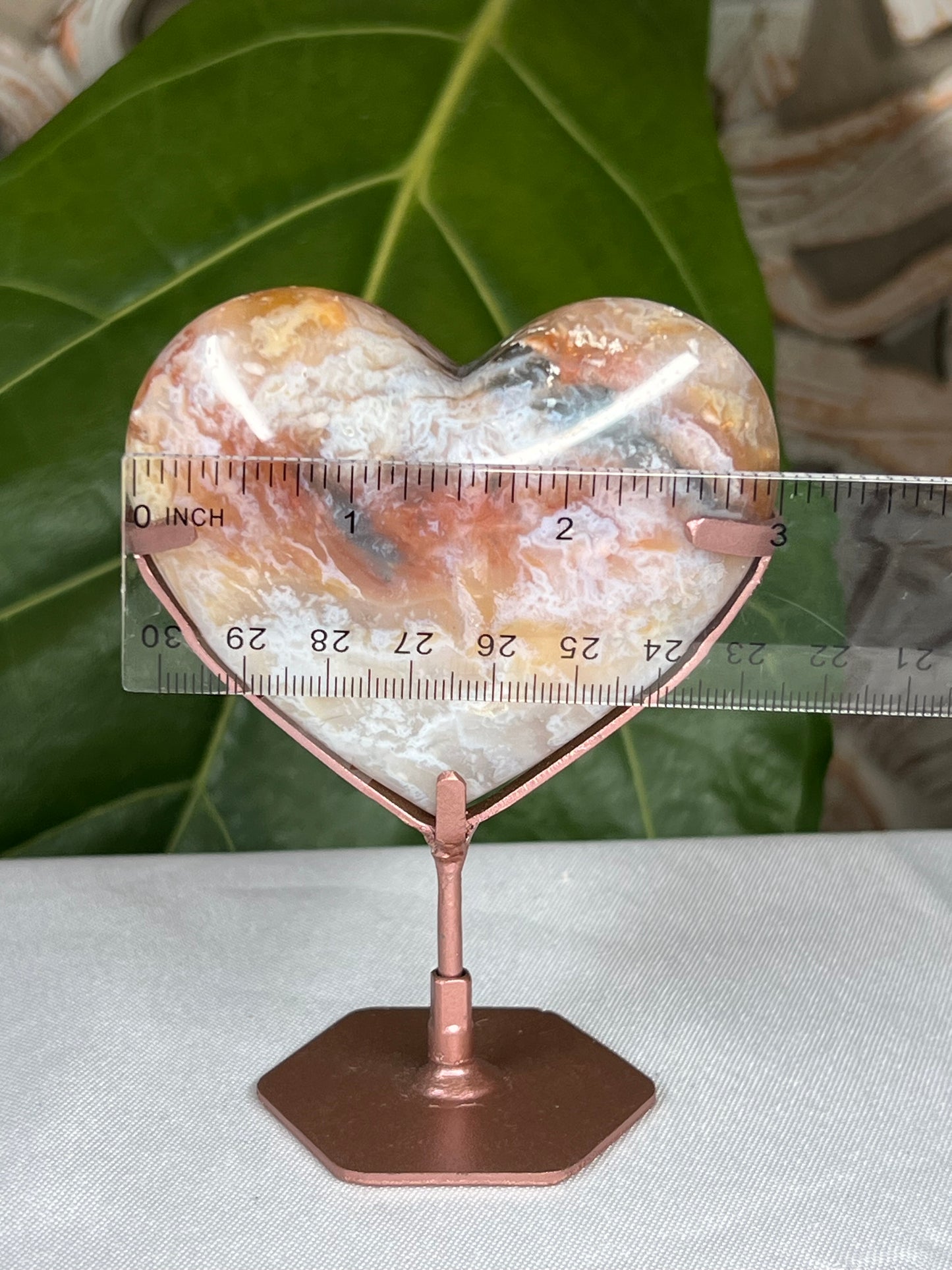 Rainbow Plume Agate Heart