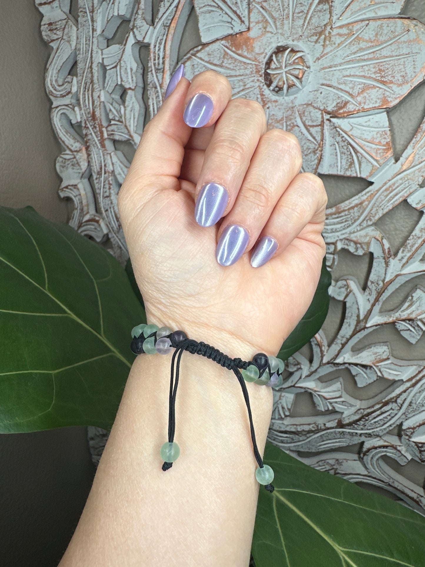 Two Row Adjustable Fluorite Beaded Bracelet (6mm)