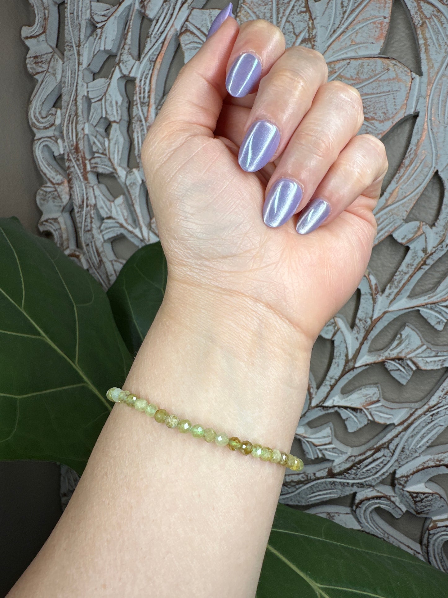Faceted Green Garnet Beaded Bracelet (4mm)