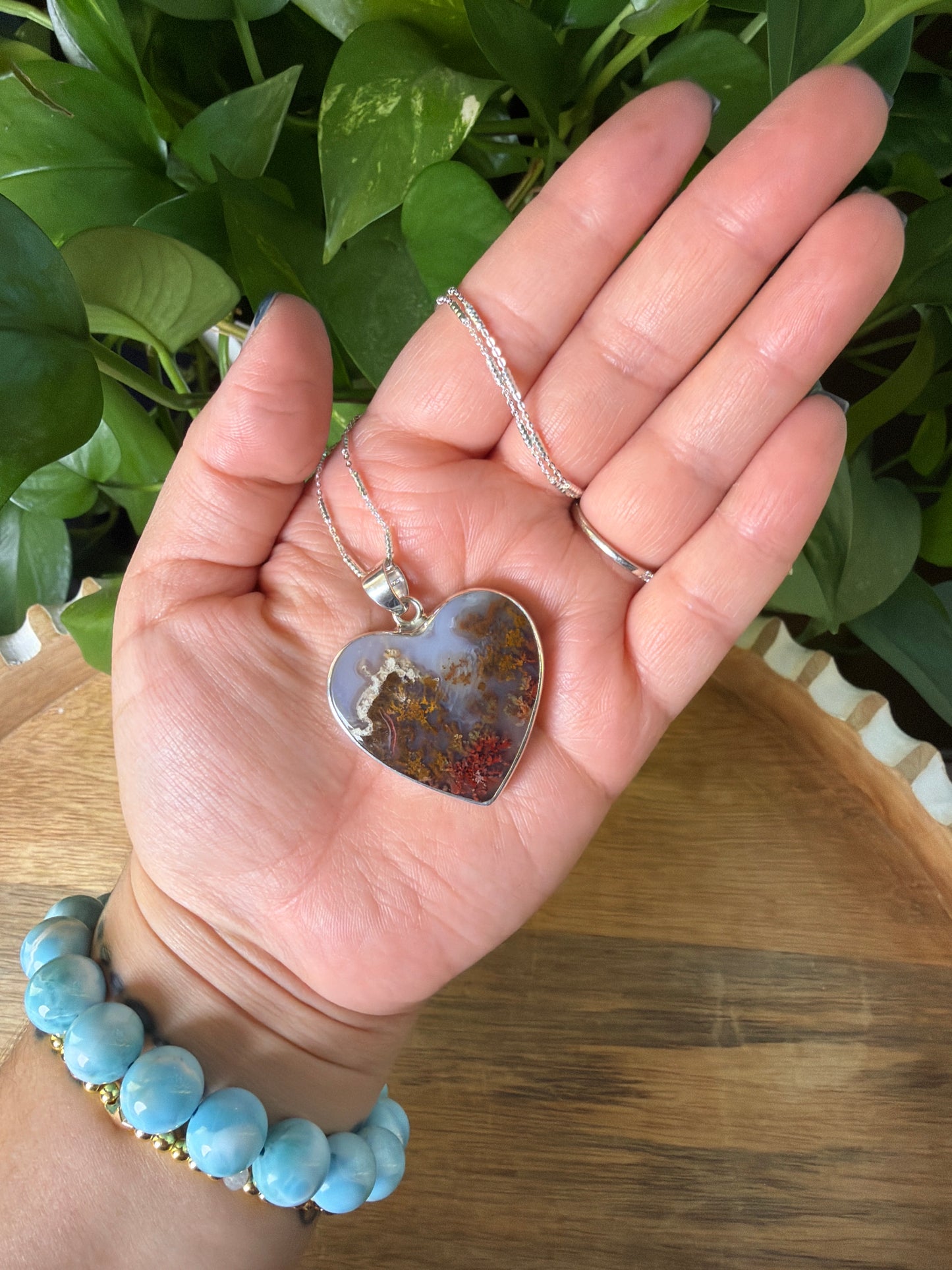 Scenic Moss Agate Heart Pendant