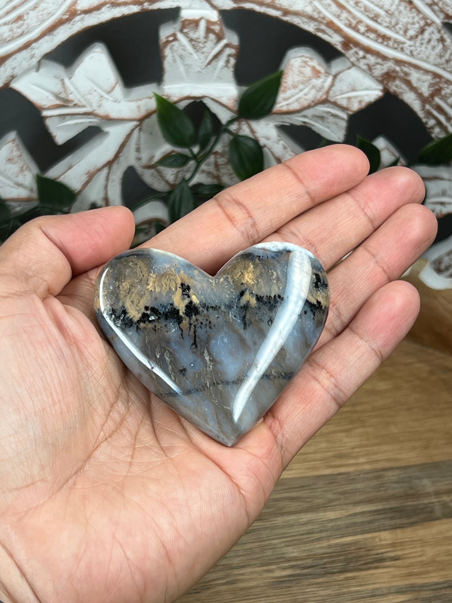 Dendritic Tiger Agate Heart