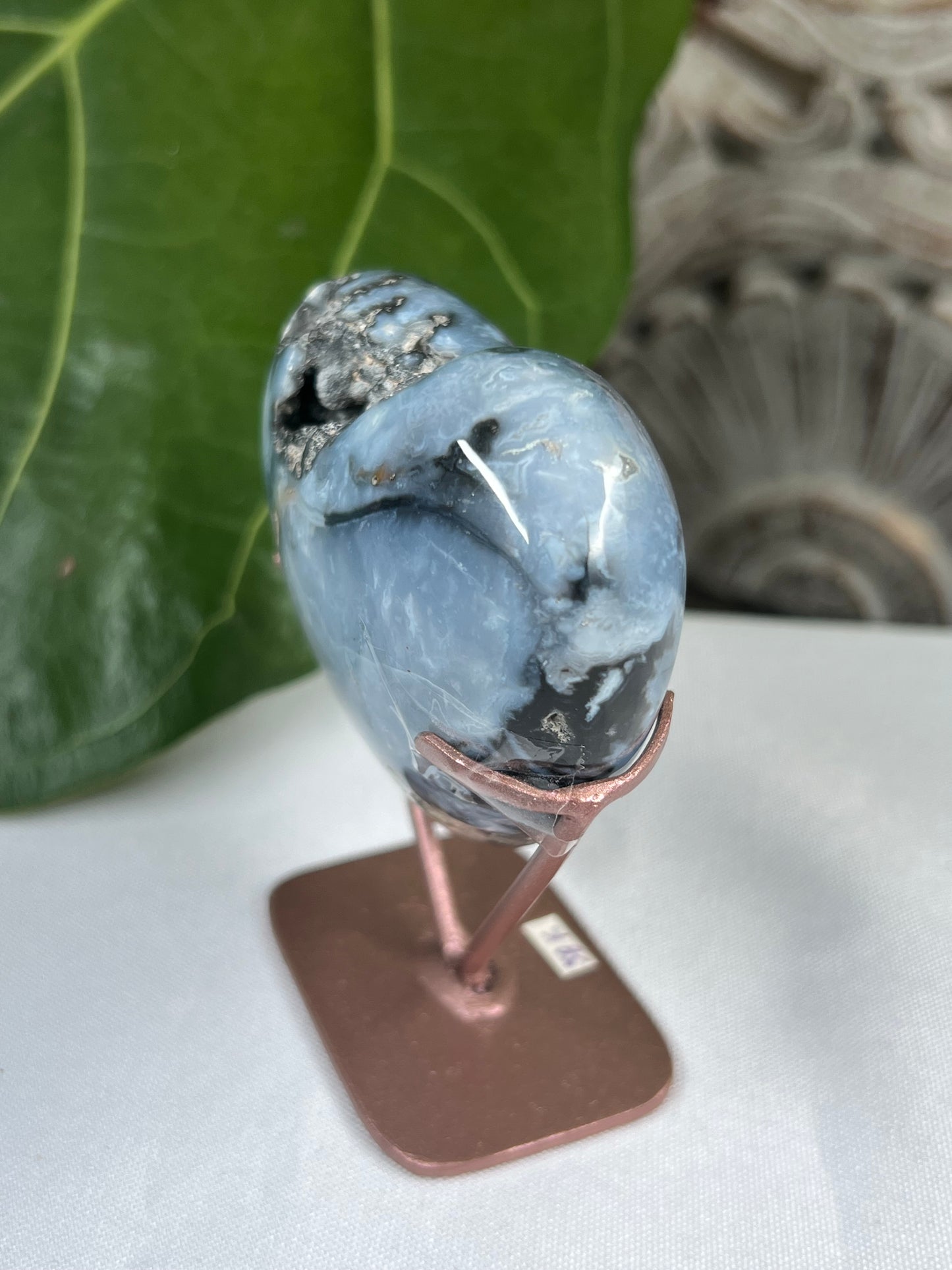 Blue plume Agate heart