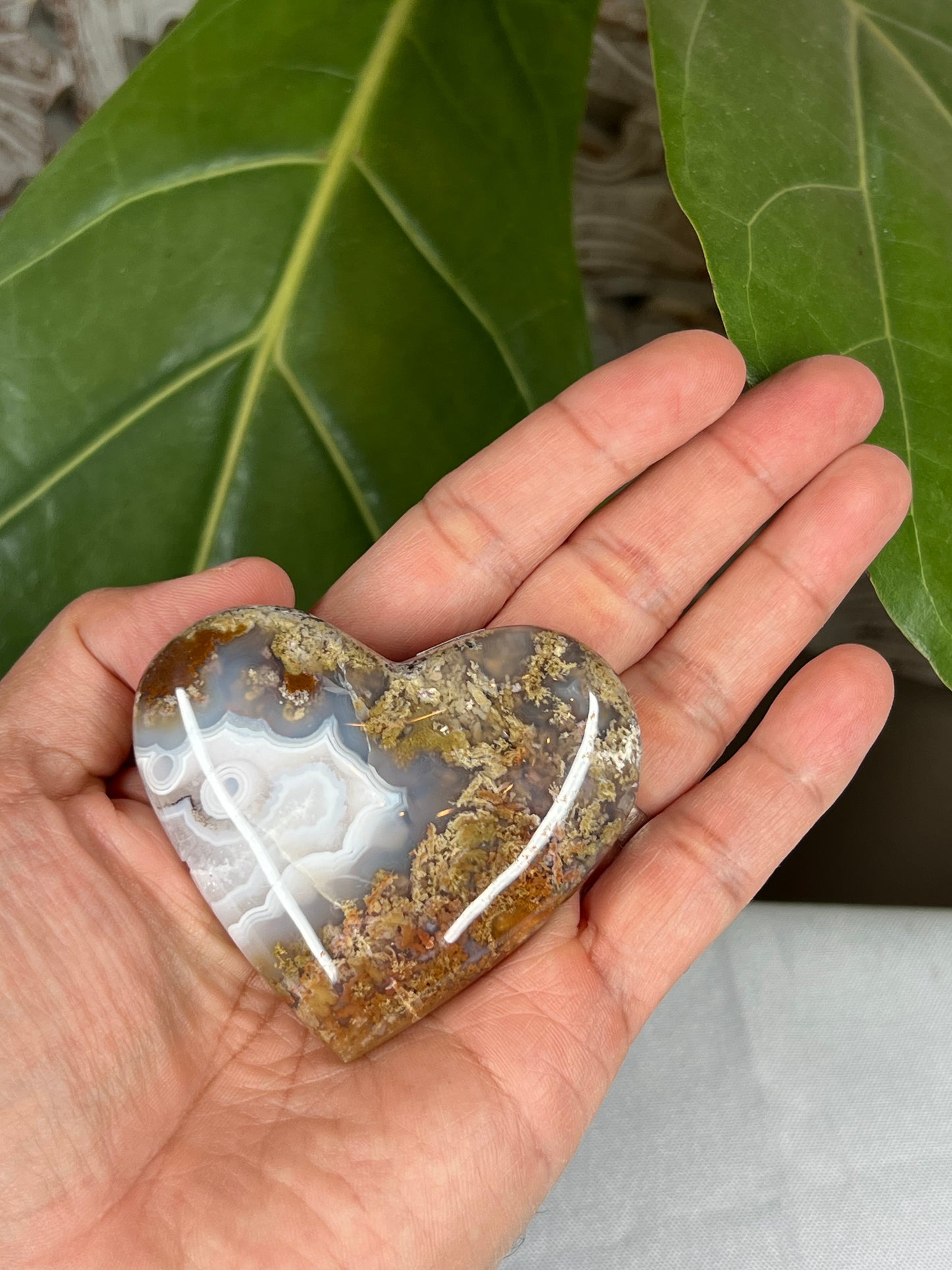 Scenic Moss Agate Heart