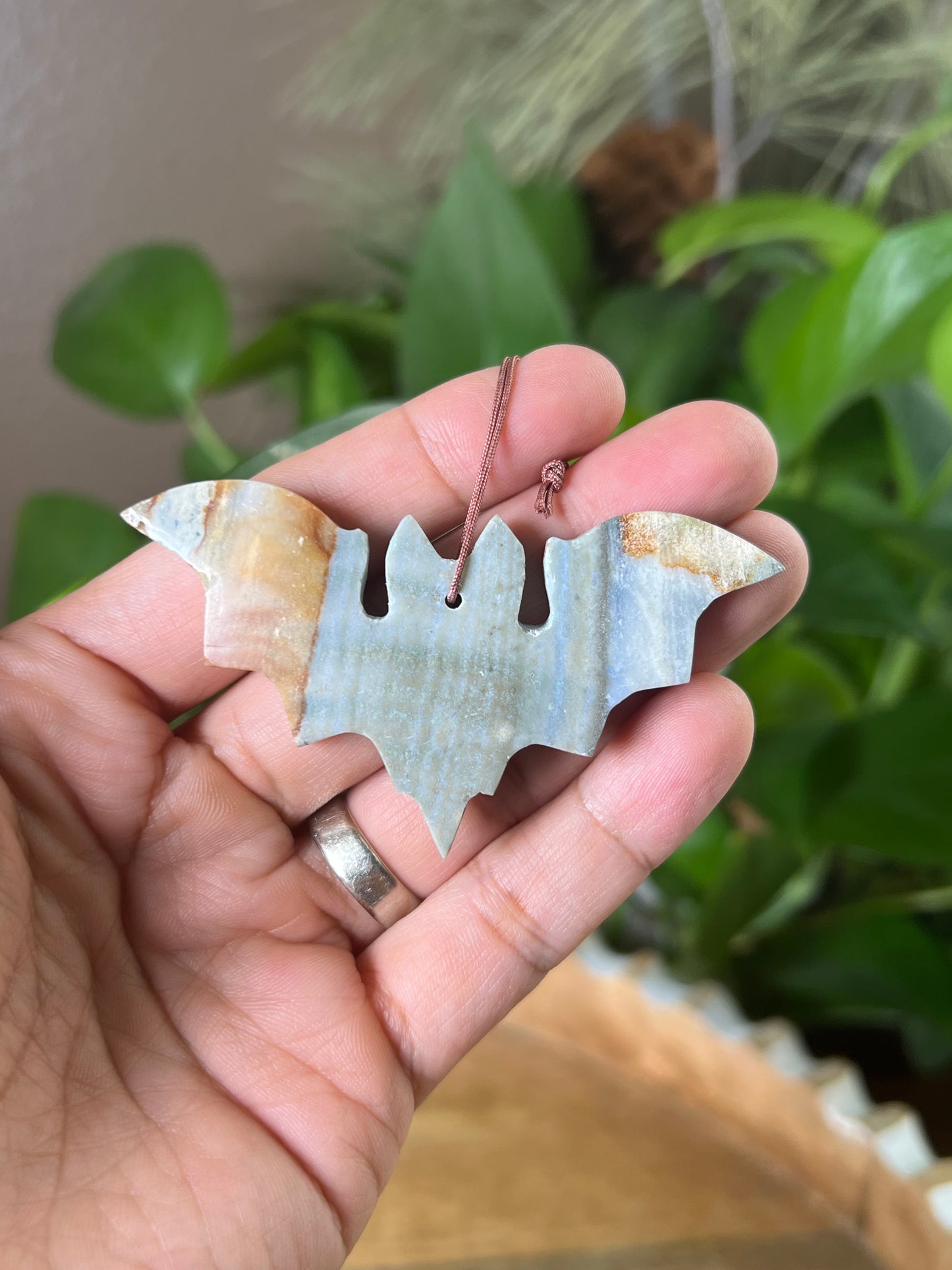 Blue Green Jasper Bat Ornament