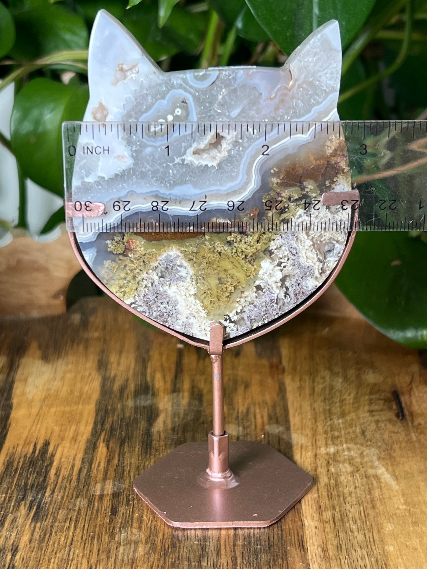 Scenic Moss Agate Cat Head