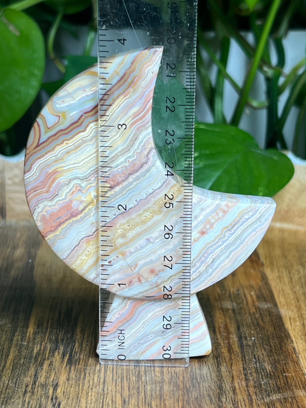 Crazy Lace Agate Self-Standing Moon: PB