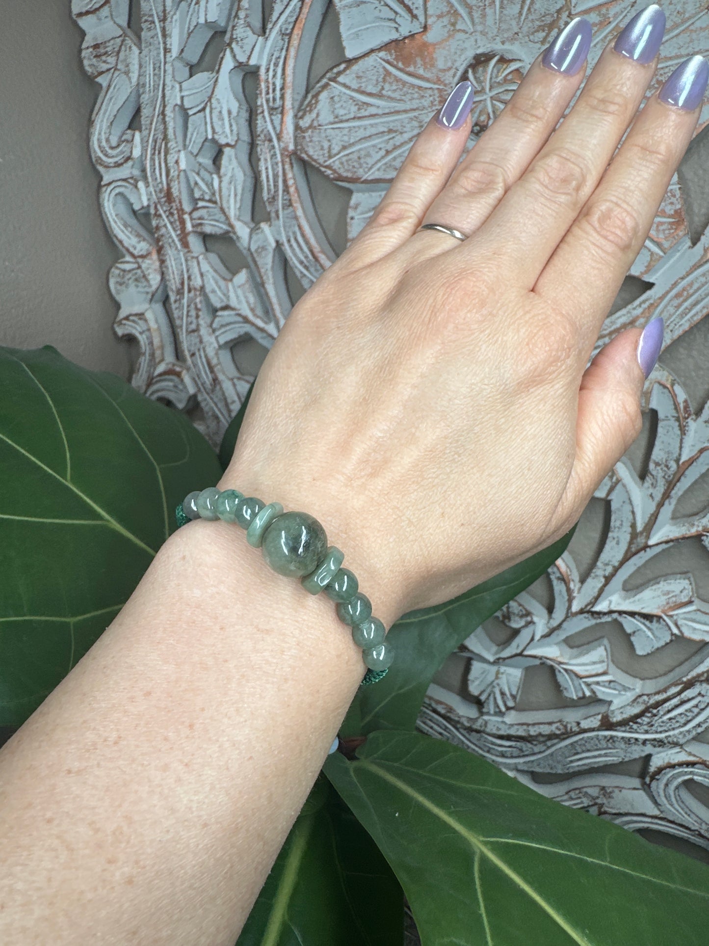 Adjustable Burmese Jade Beaded Bracelet
