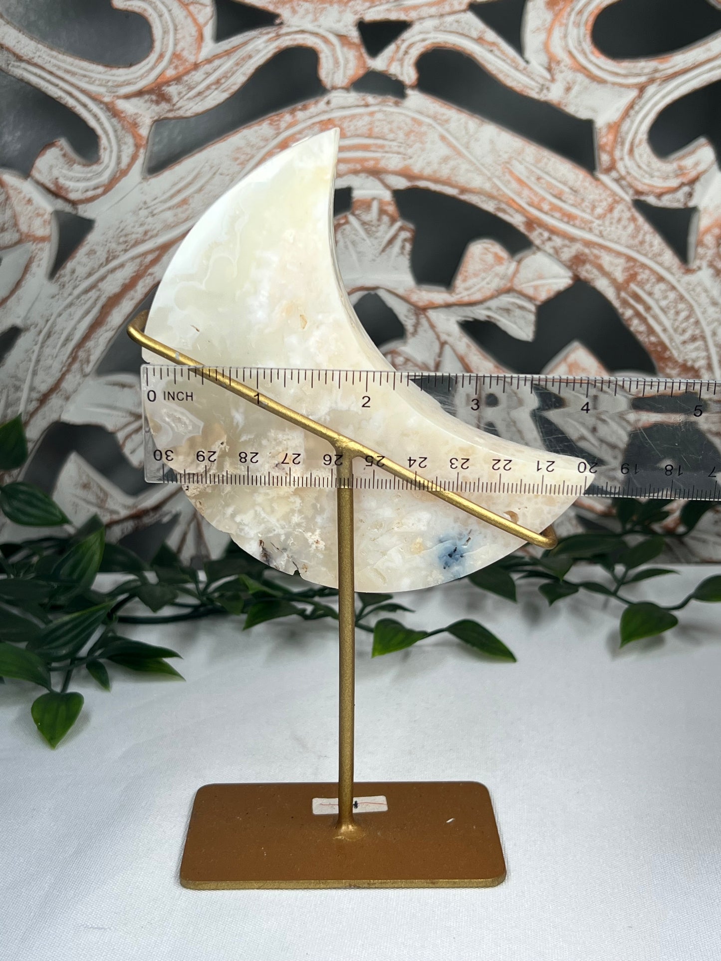 White Plume Agate Moon