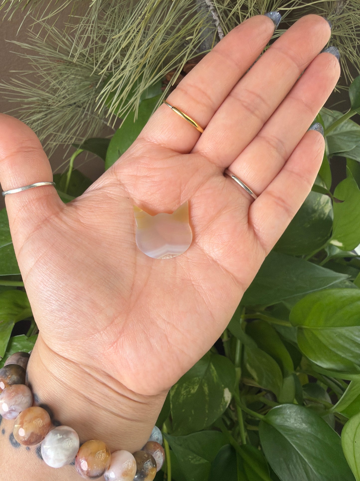 Iris Agate Cat Head Cabachon