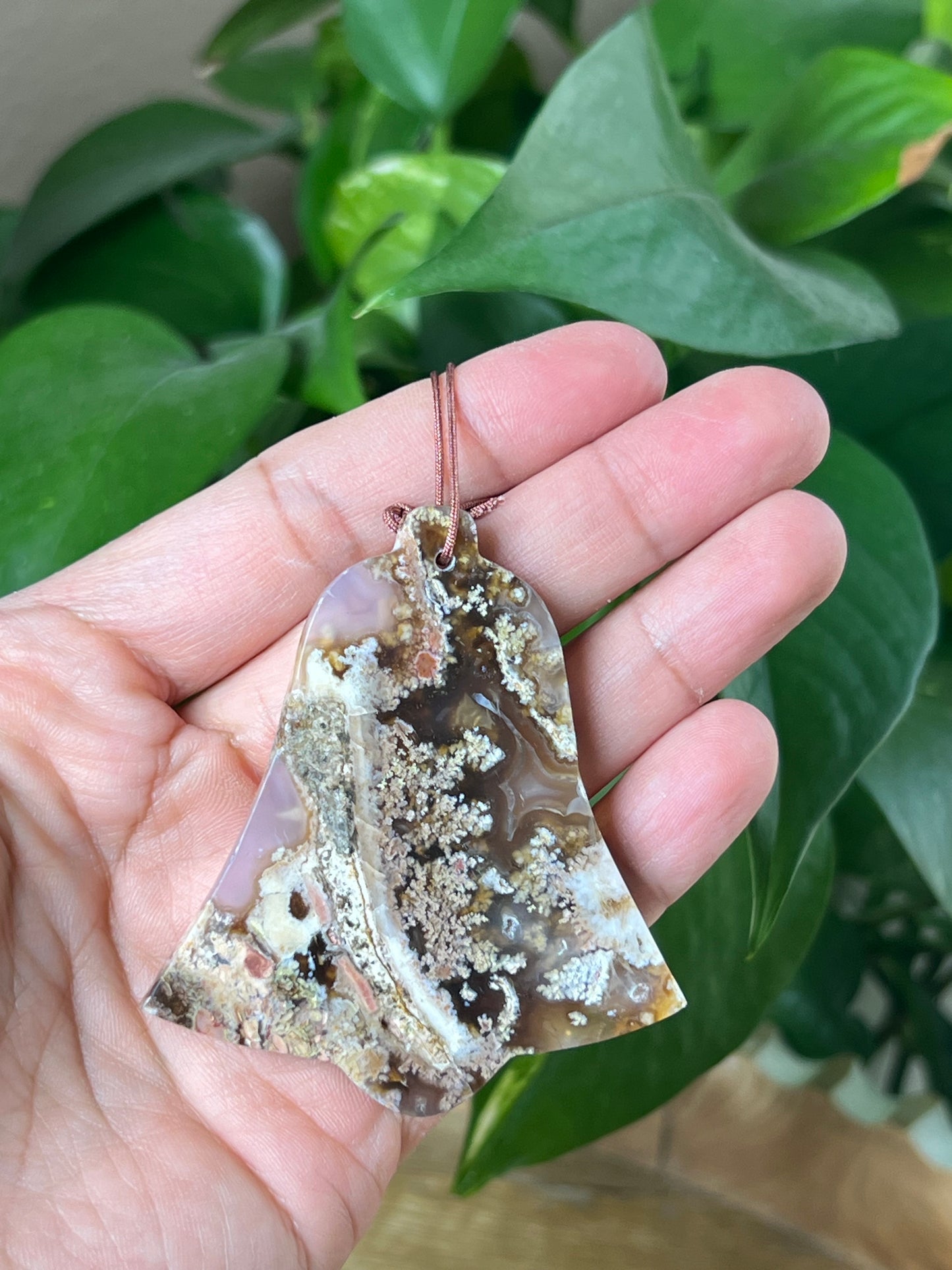 Scenic Moss Agate Ornament Bell