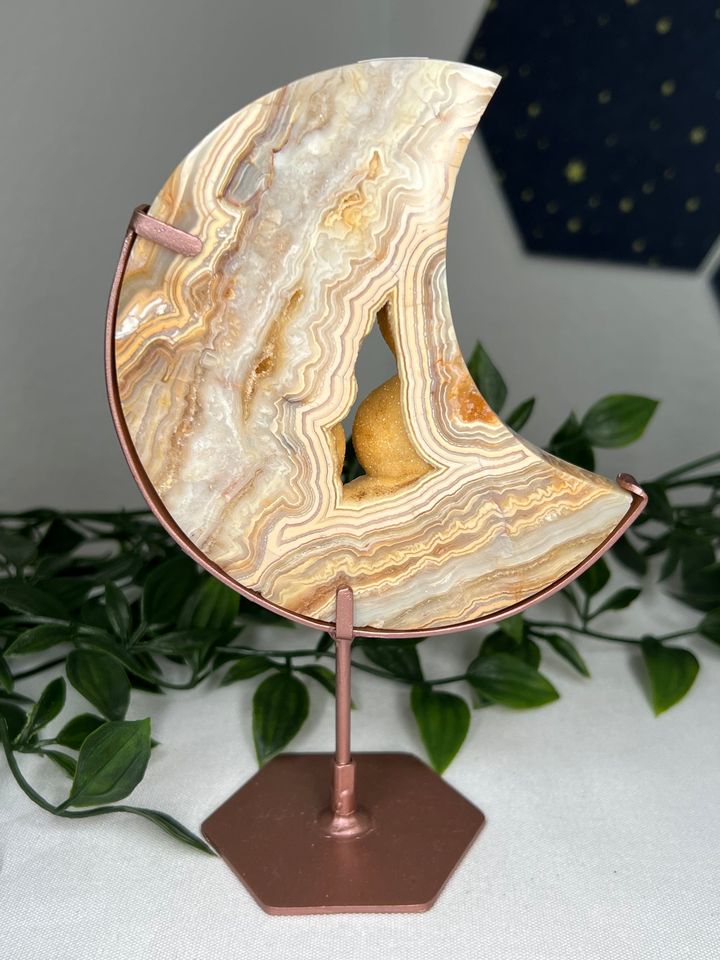 Yellow Crazy Lace Agate Moon