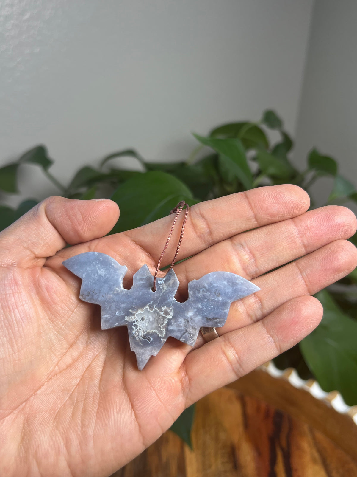 Blue Plume Agate Bat Ornaments