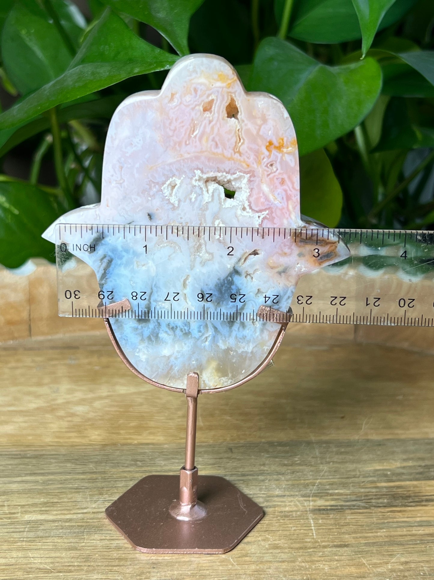 Rainbow Plume Agate Hamsa