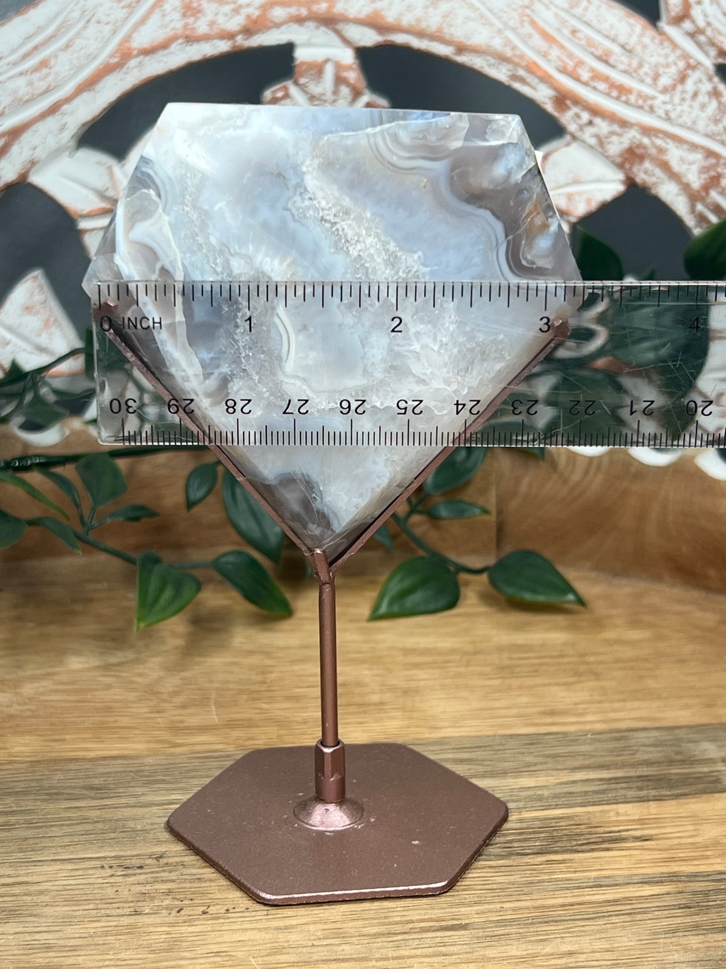 Blue Grey Lace Agate Diamond