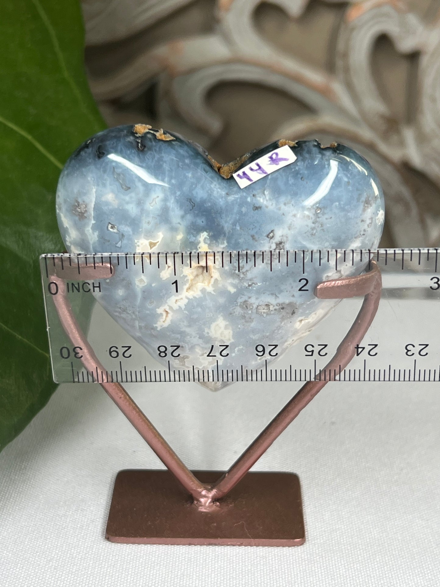 Blue Plume Agate Heart