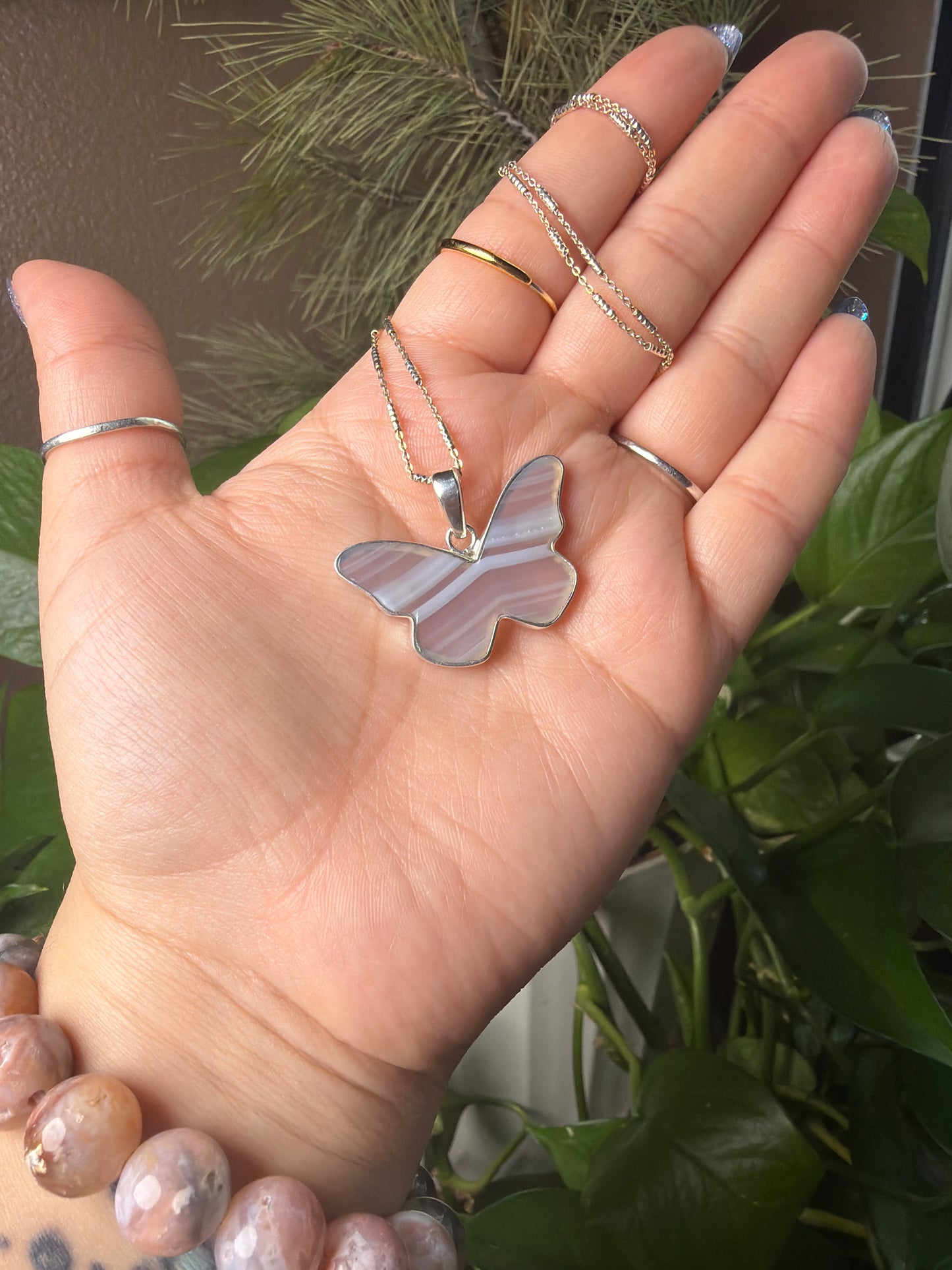 Iris Agate Butterfly Necklace