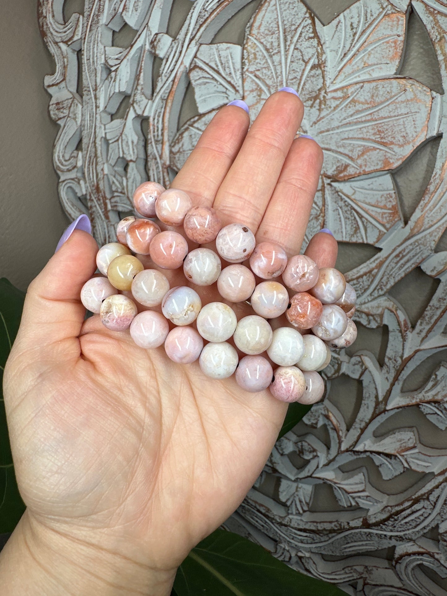 Pink Carnelian Beaded Bracelet (12mm)