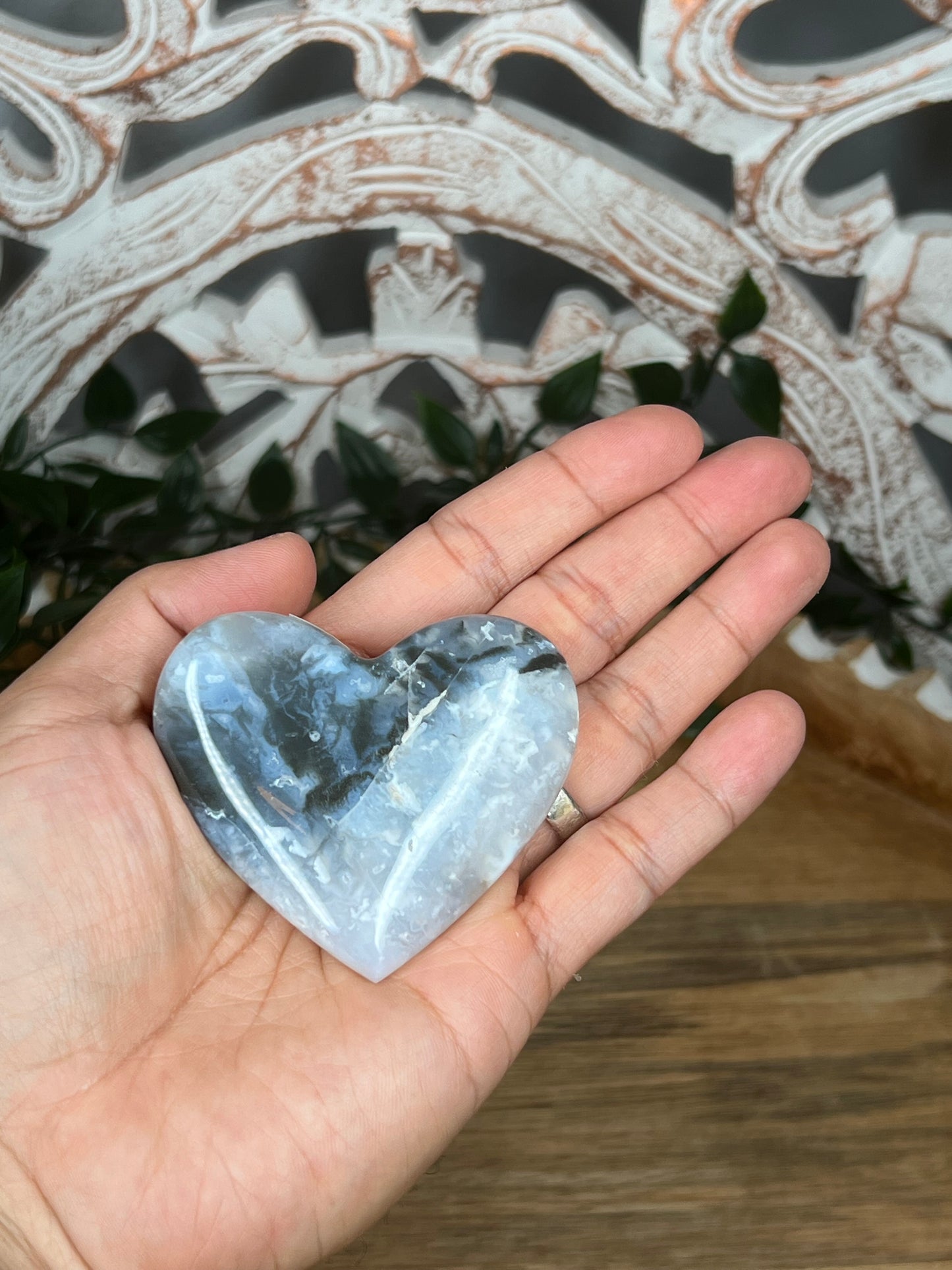 Rainbow Plume Agate Heart