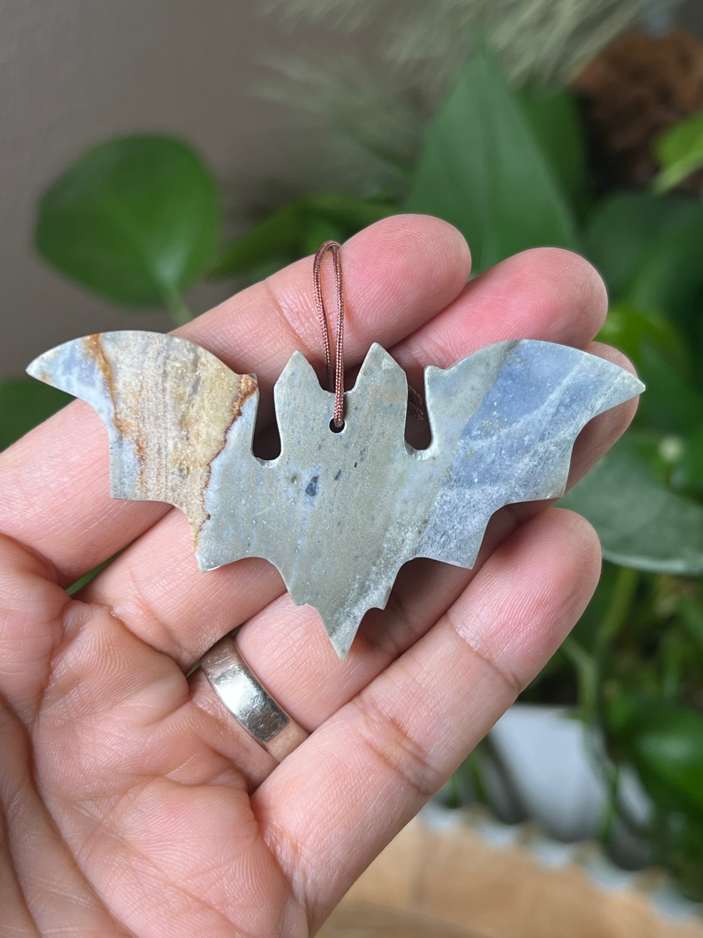 Blue Green Jasper Bat Ornament