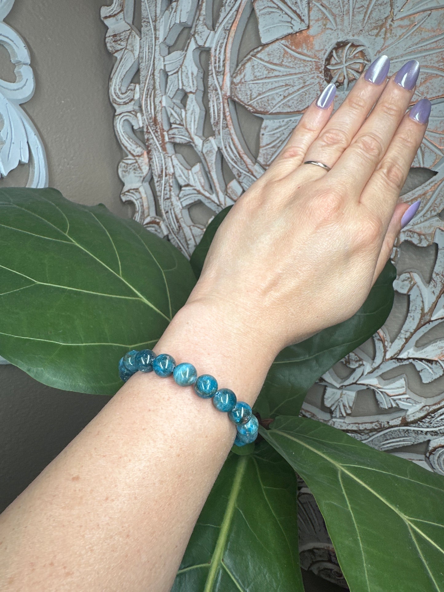 Blue Apatite Beaded Bracelet