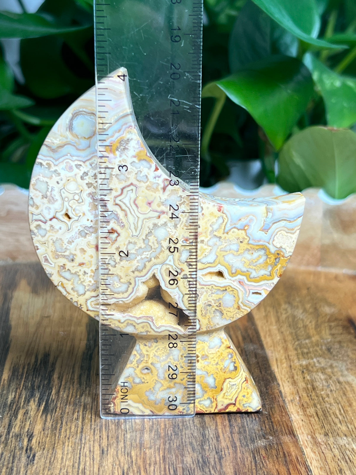 Crazy Lace Agate Self Standing Moon: BS