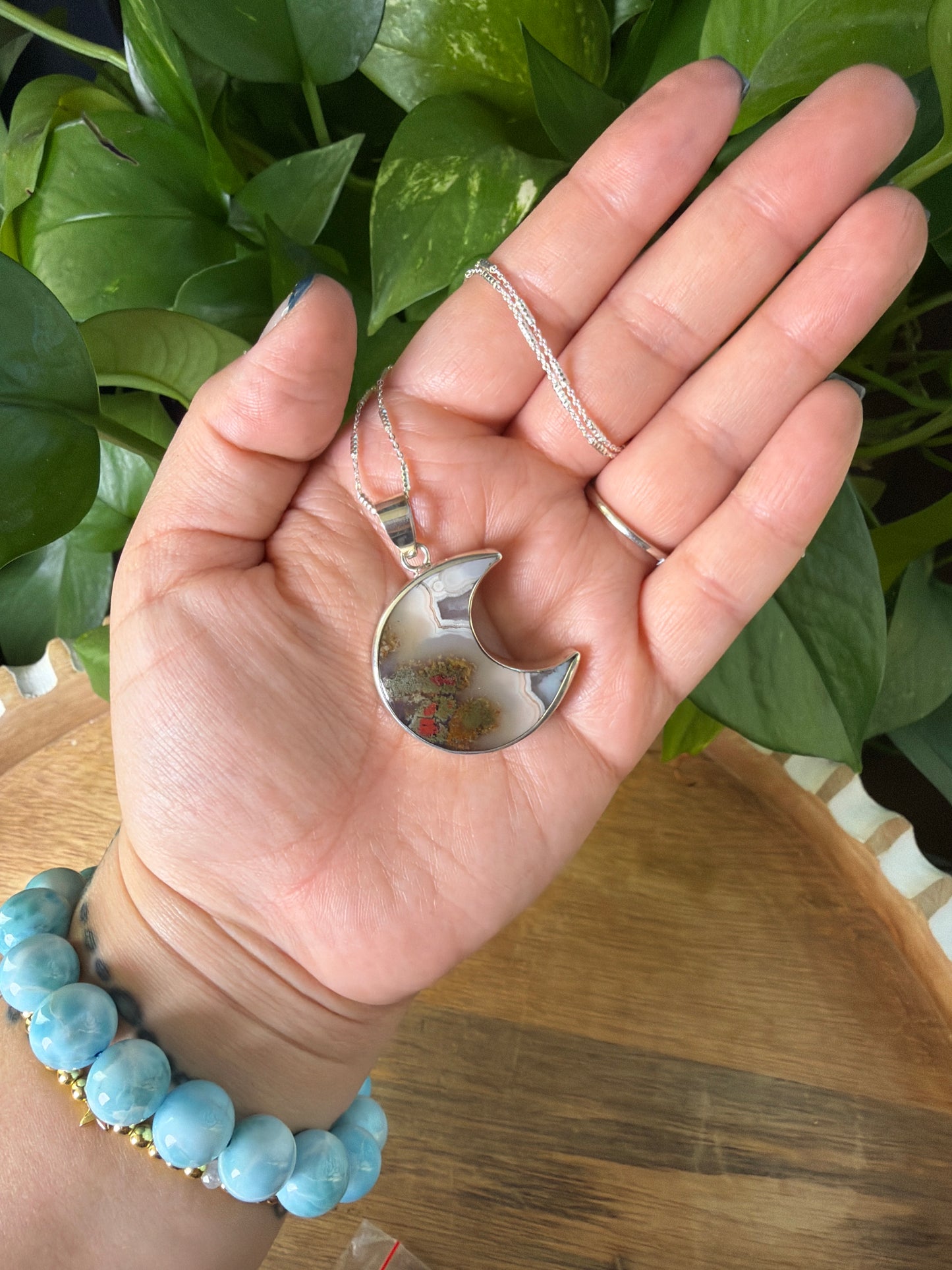 Scenic Moss Agate Star Pendant