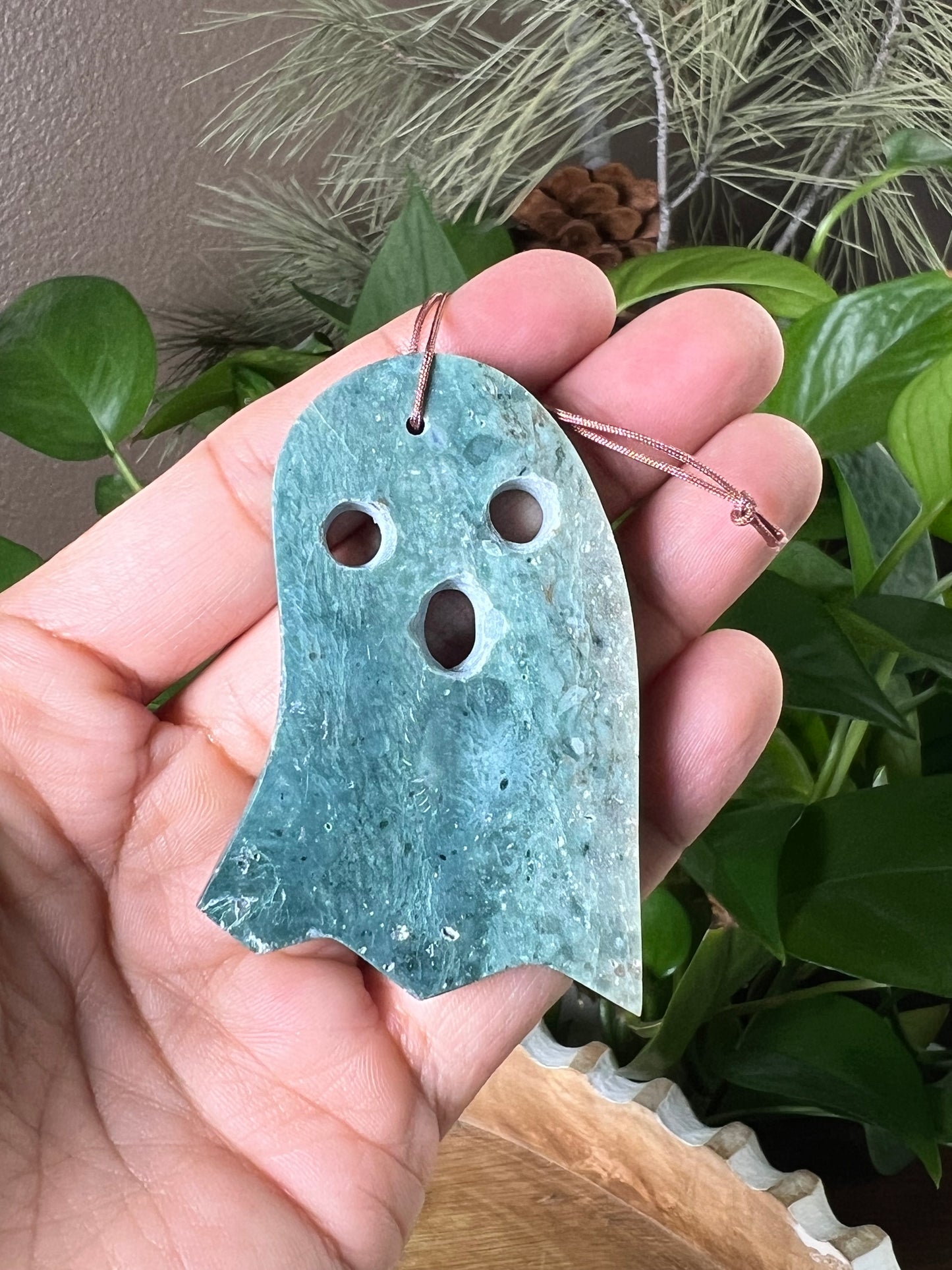 Blue Green Jasper Ghost Ornament