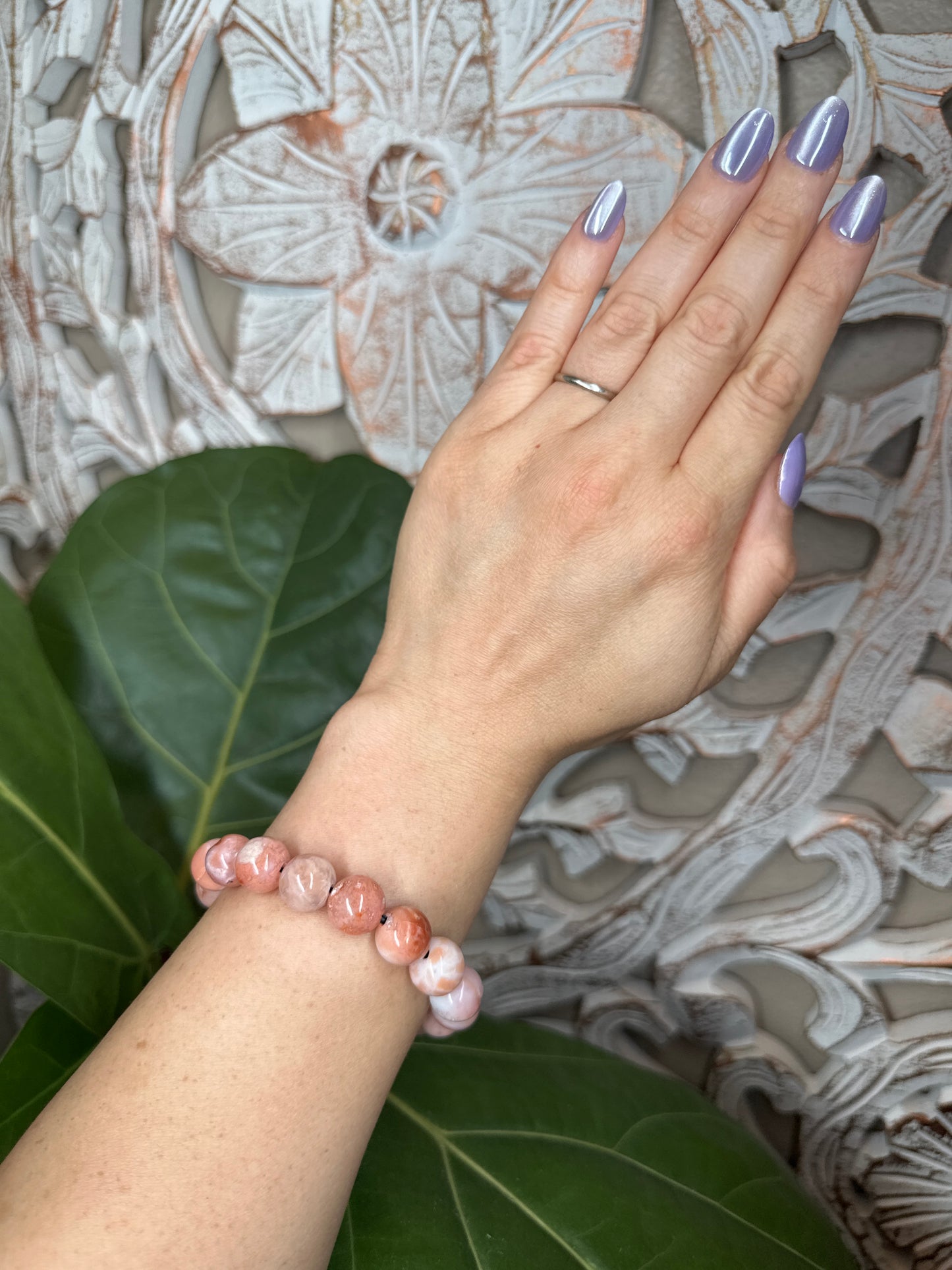 Pink Carnelian Beaded Bracelet (12mm)