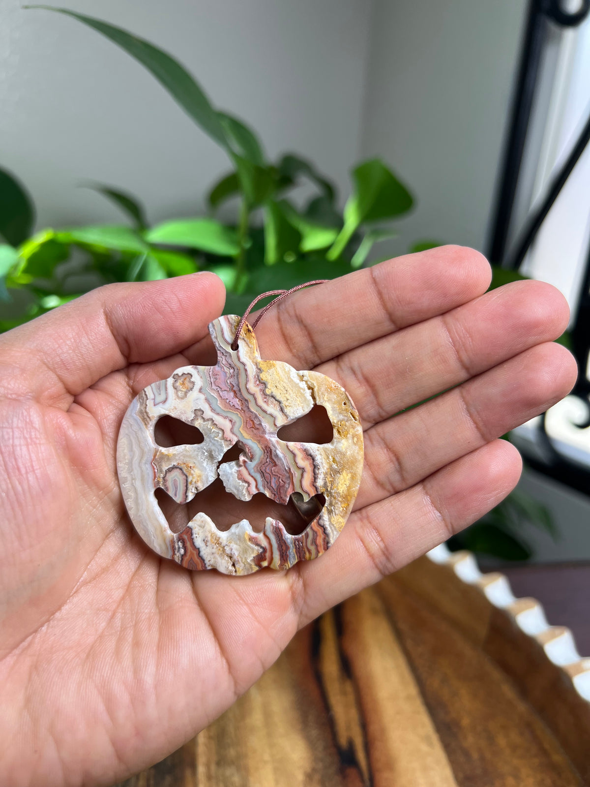 Crazy Lace Agate Ornament Pumpkin: PA