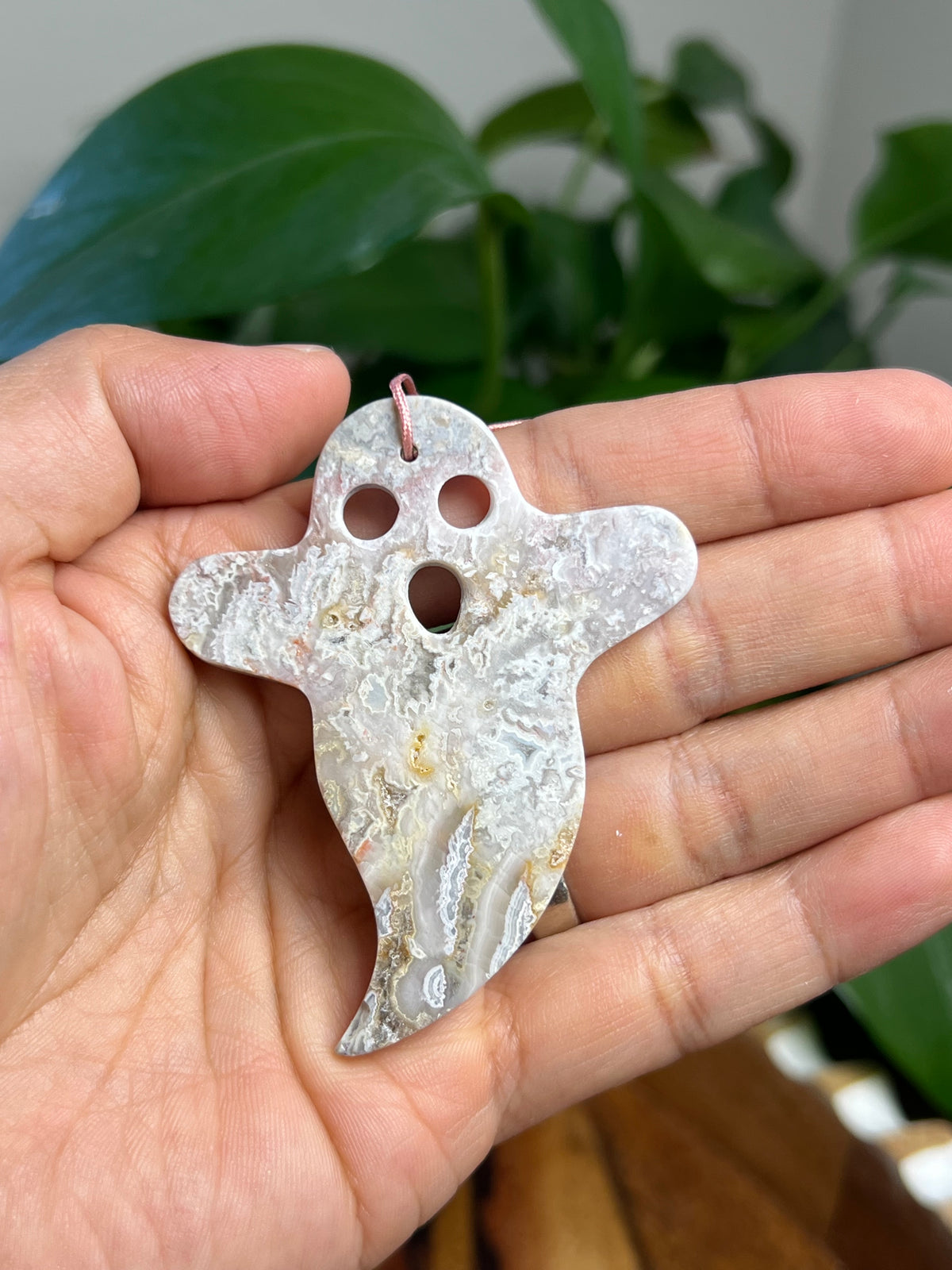 Sumatra Plume Agate Ornament Ghost: F