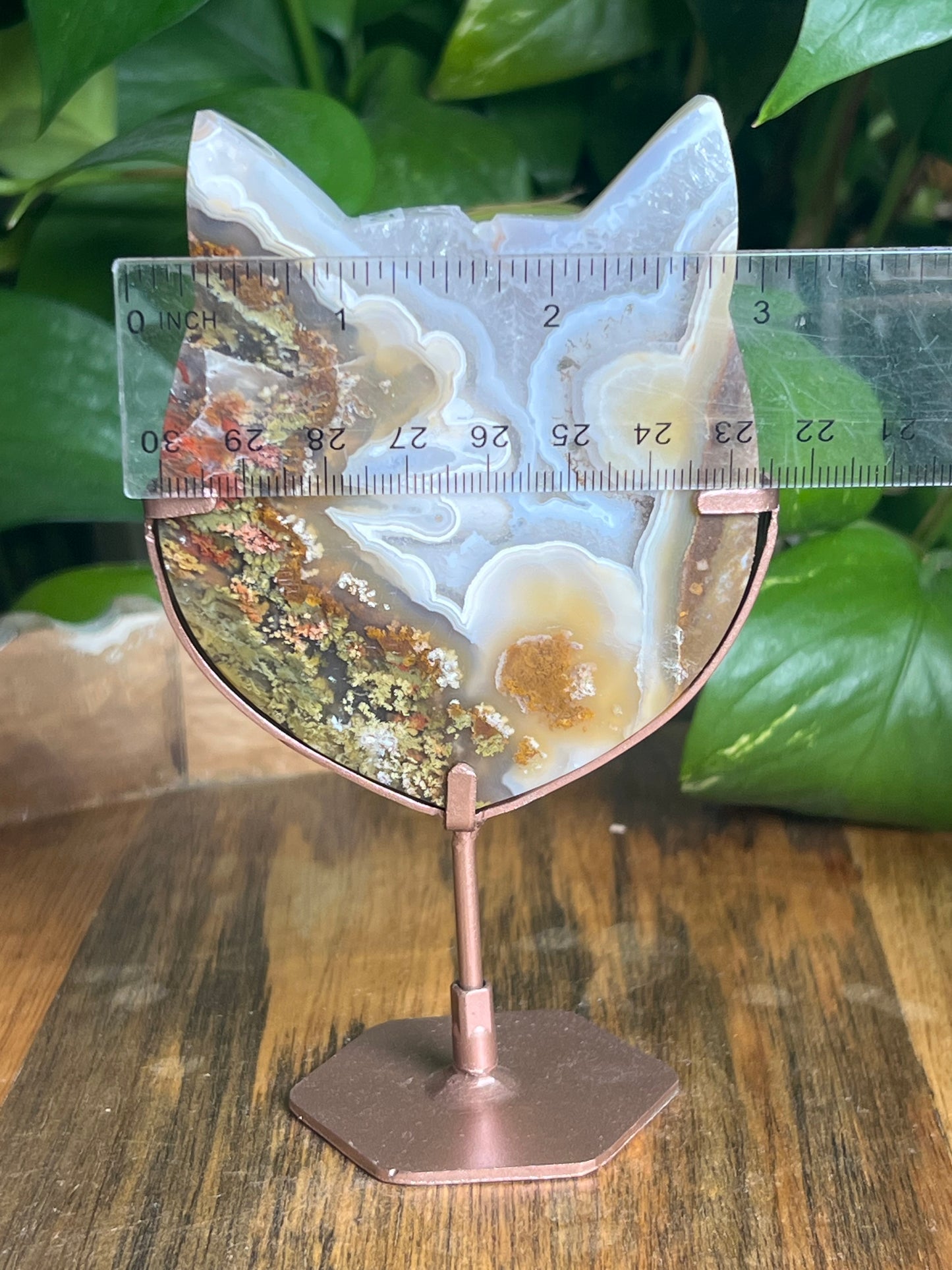Scenic Moss Agate Cat Head