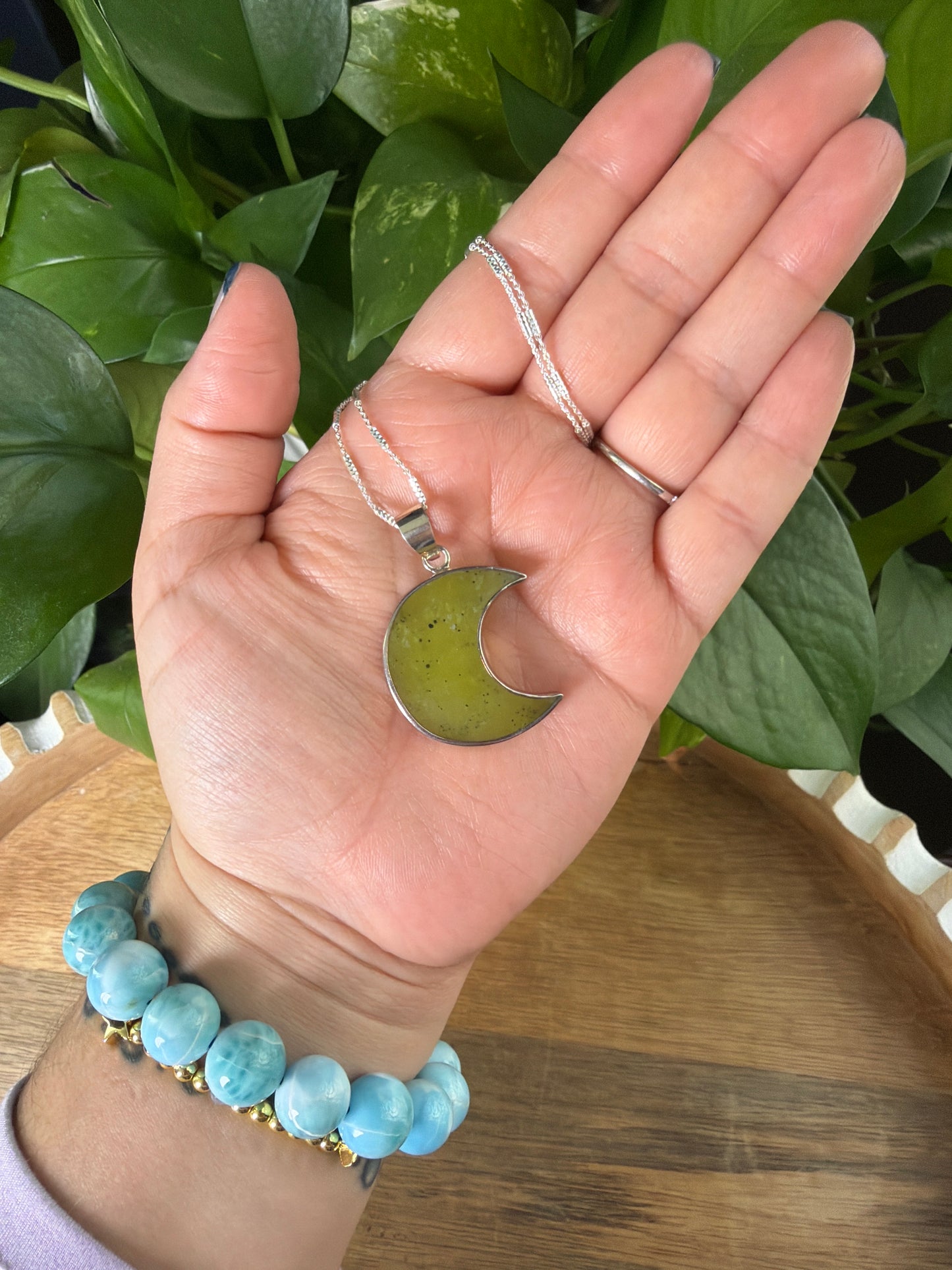 Idocrase Moon Pendant