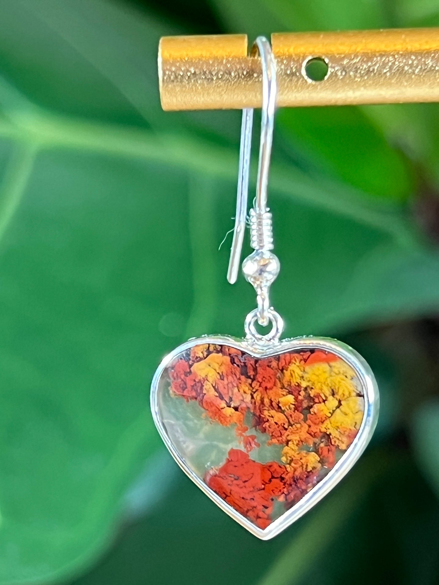 Scenic Moss Agate Heart Earrings