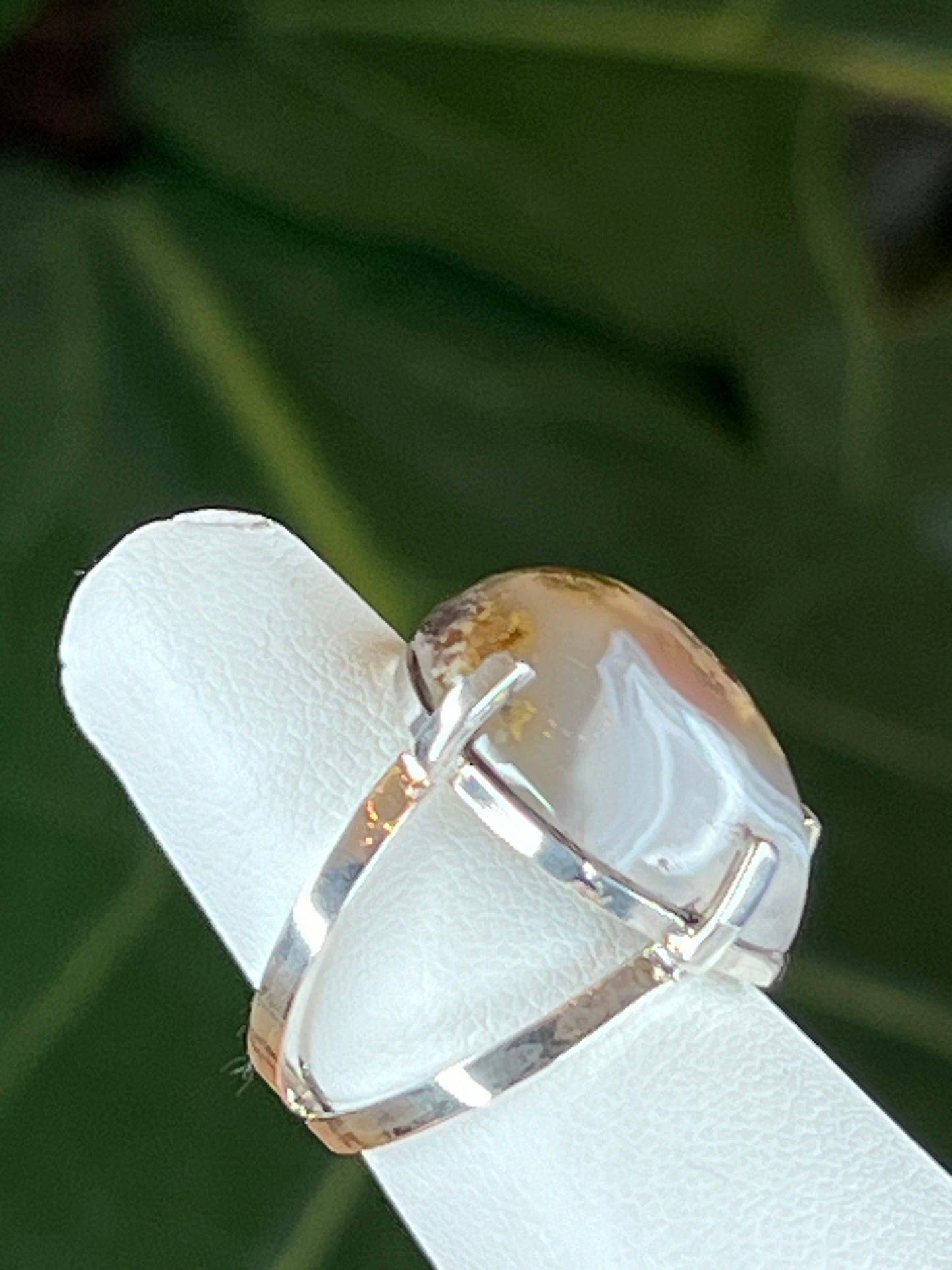 Scenic Moss Agate Adjustable Ring Size 5-7