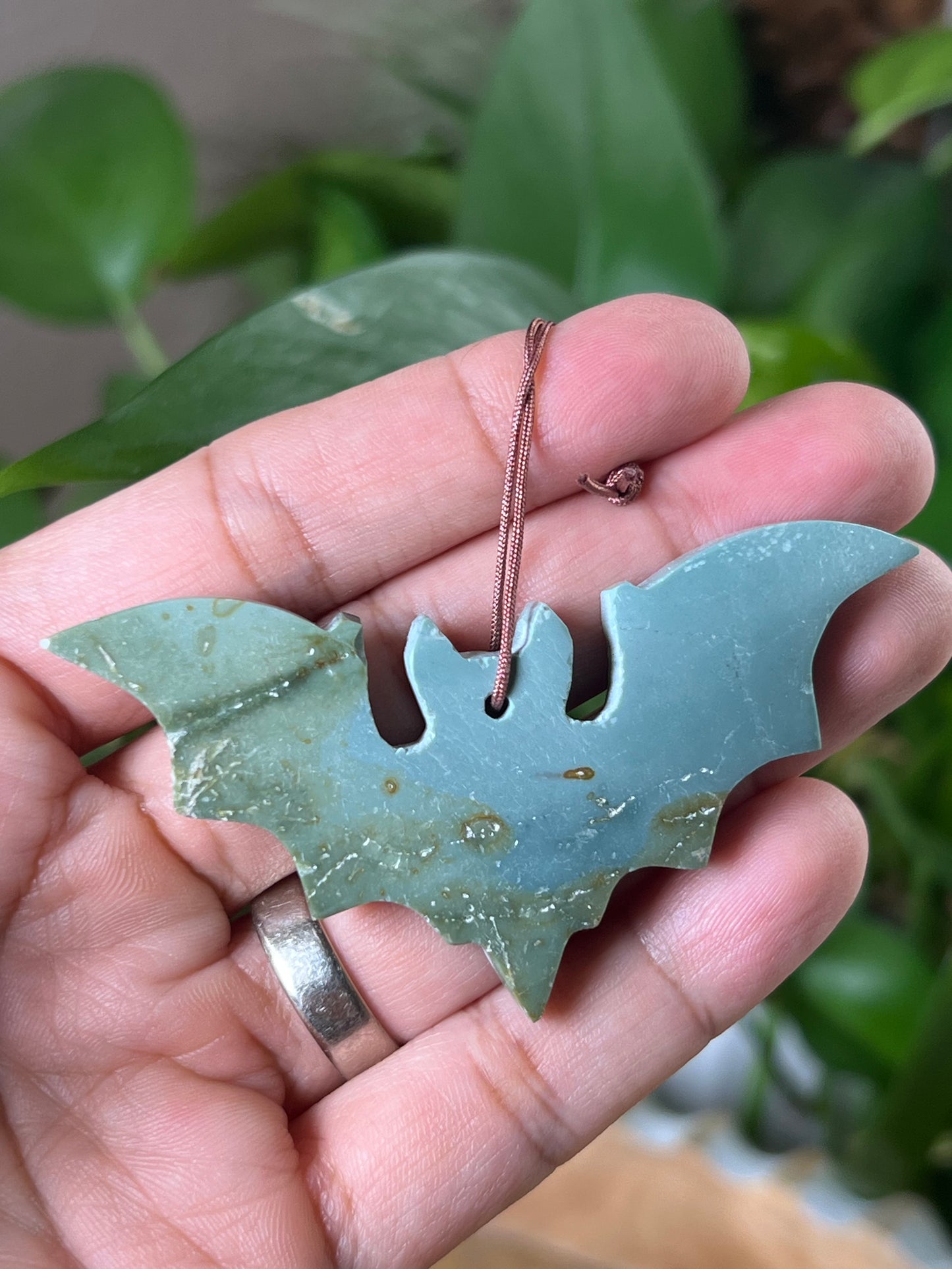 Blue Green Jasper Bat Ornament