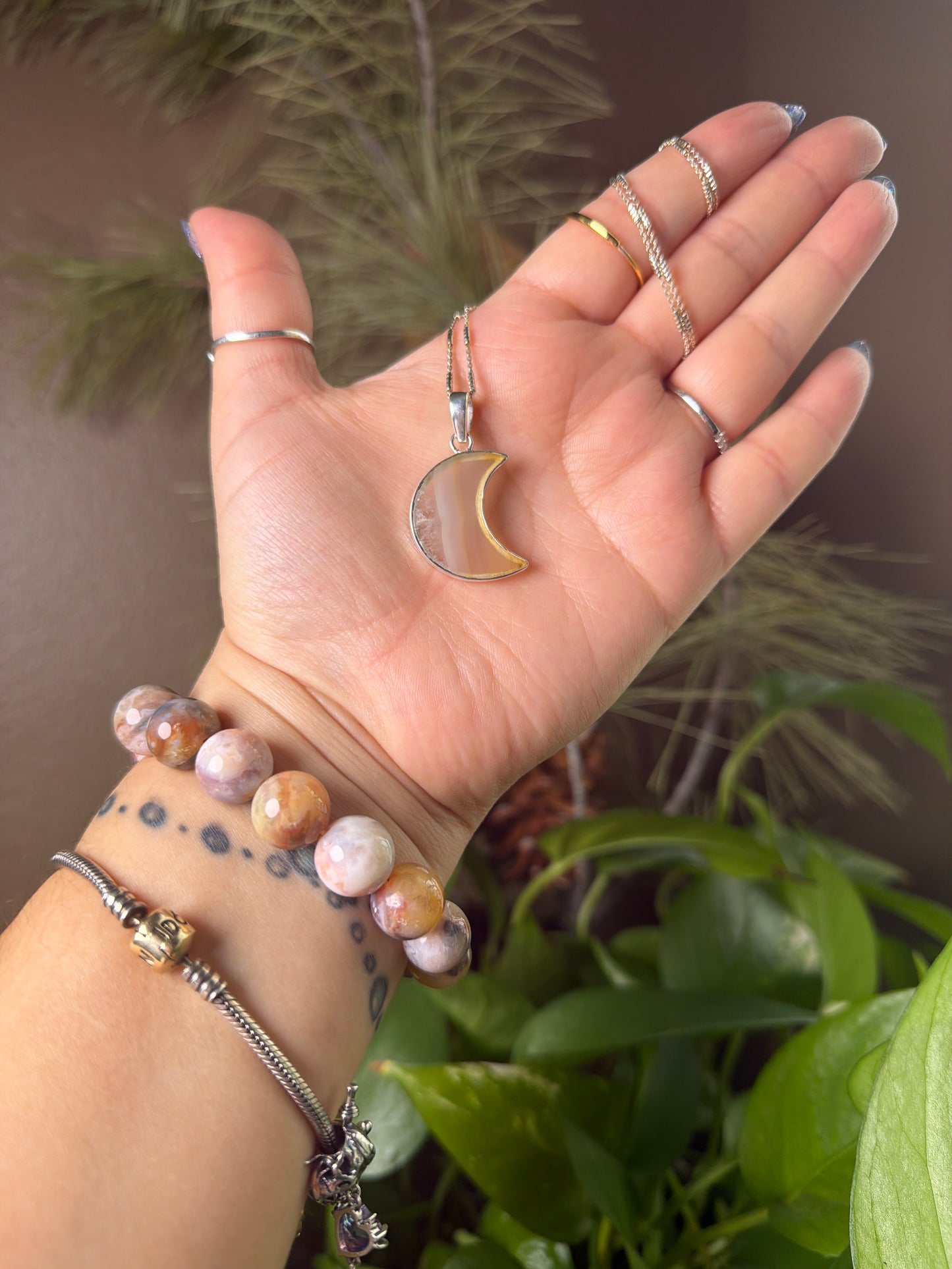 Iris Agate Moon Necklace