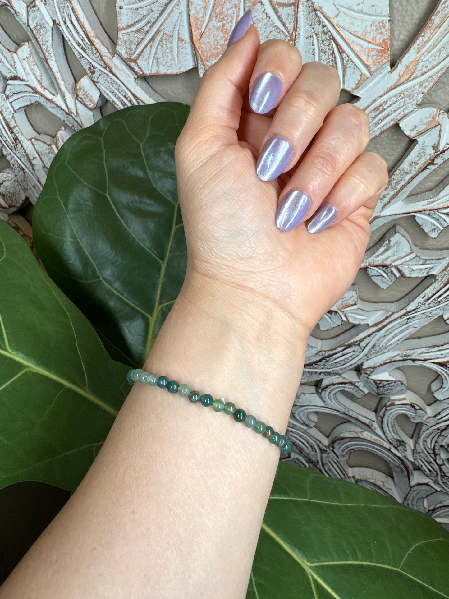 Moss Agate Beaded Bracelet (4mm)