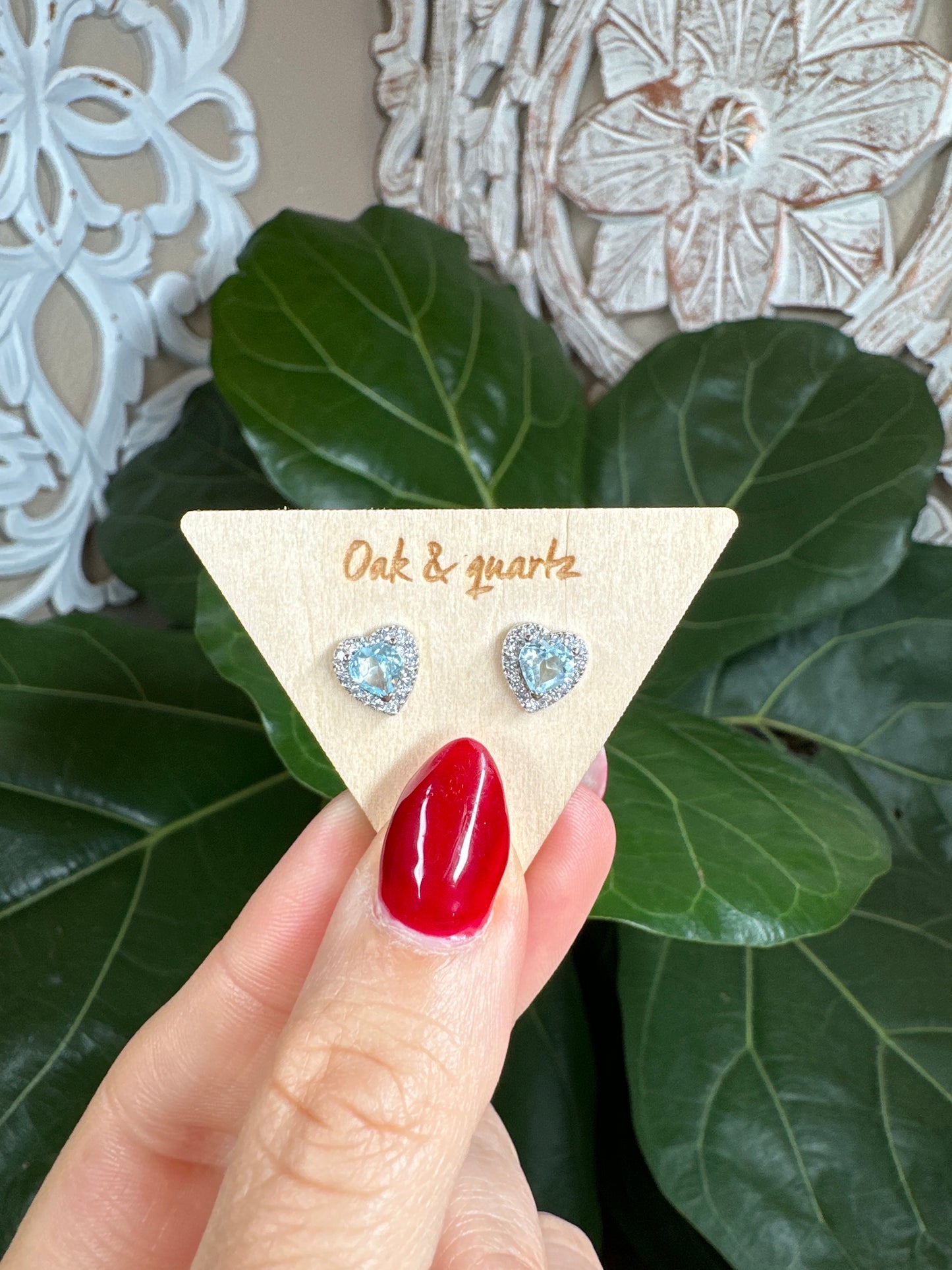 Aquamarine Heart Earrings