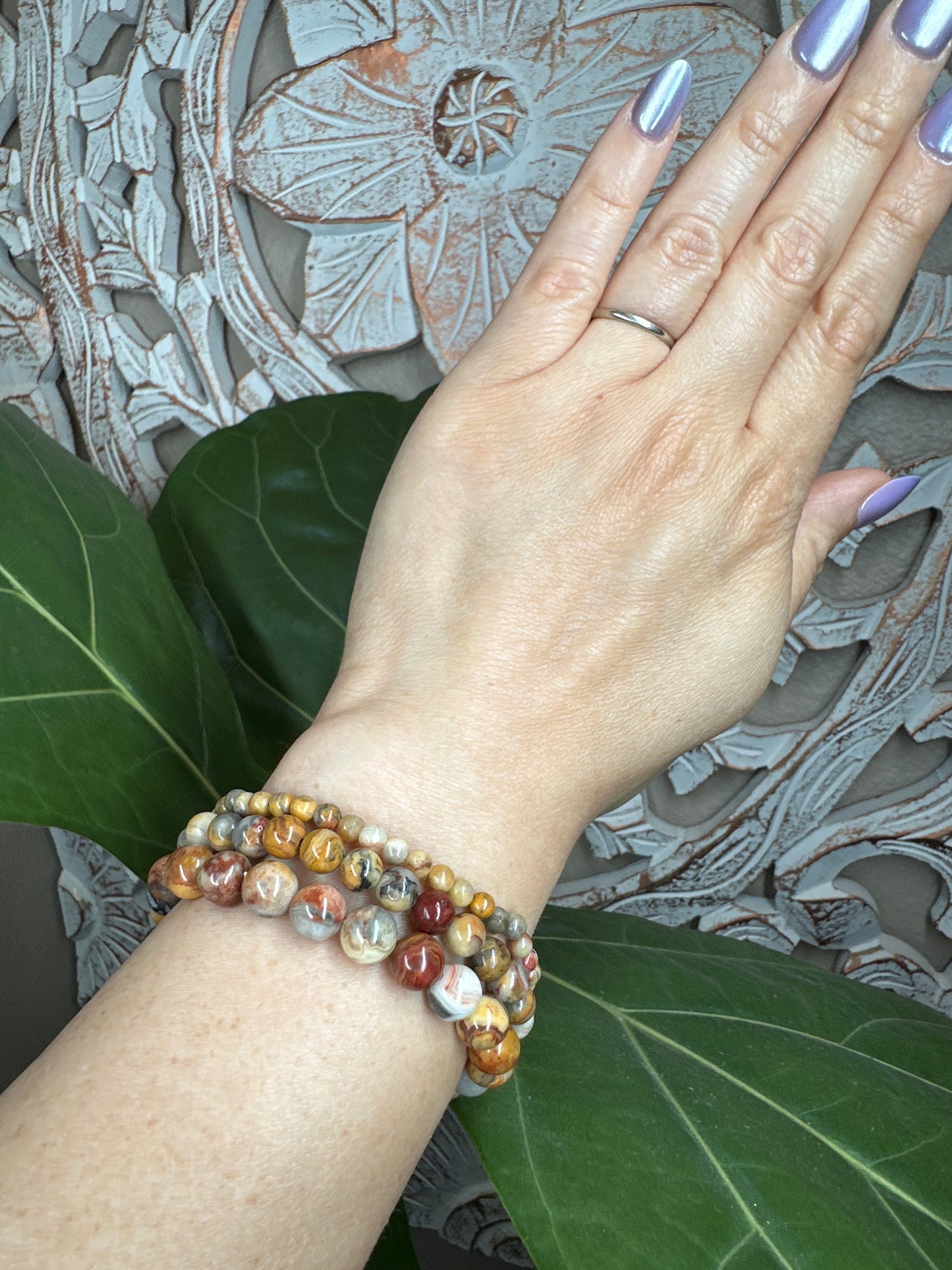 Mexican Crazy Lace Agate Beaded Bracelet