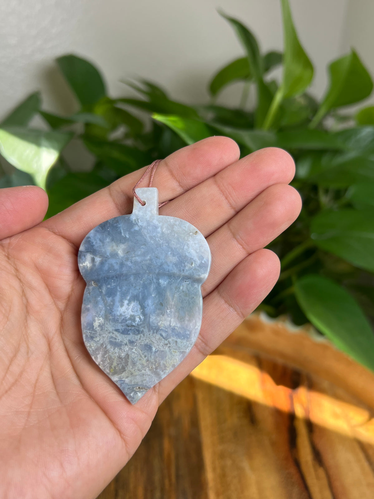 Blue Plume Agate Ornament Acorn: CQ