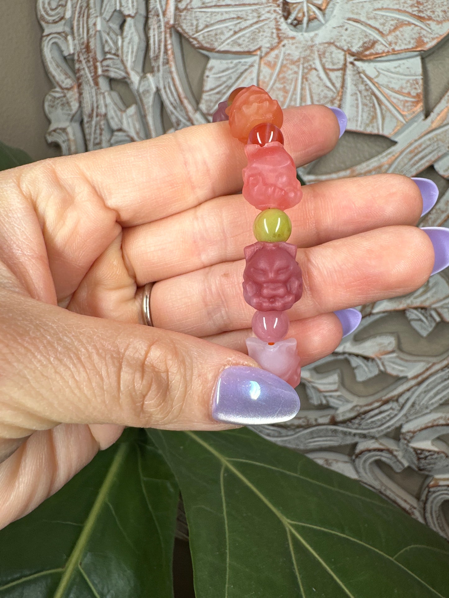 Kitsune/ 9 Tailed Fox Yanyuan Agate Beaded Bracelet